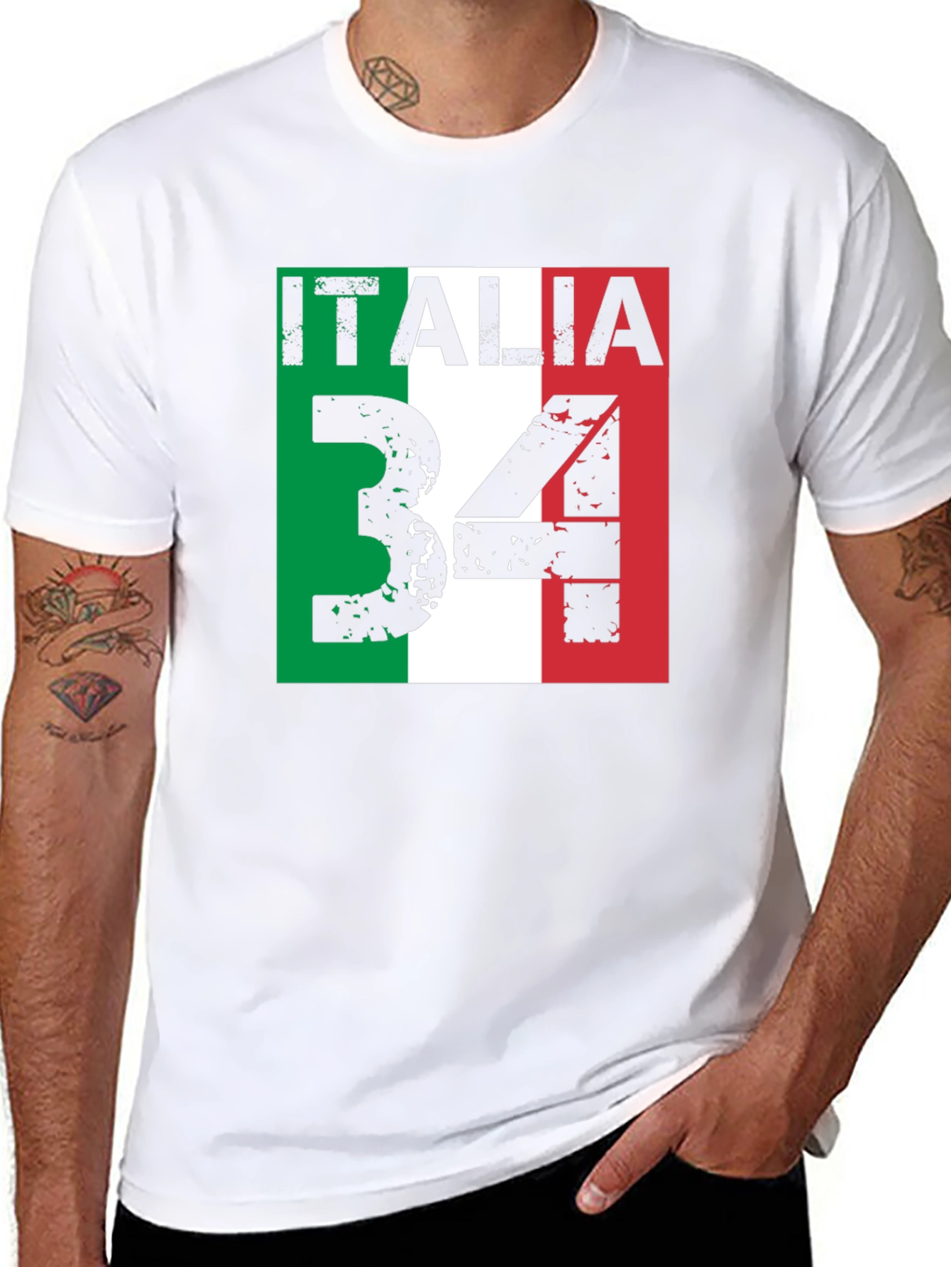 Italia 34 Graphic Tee - Italian Flag Design