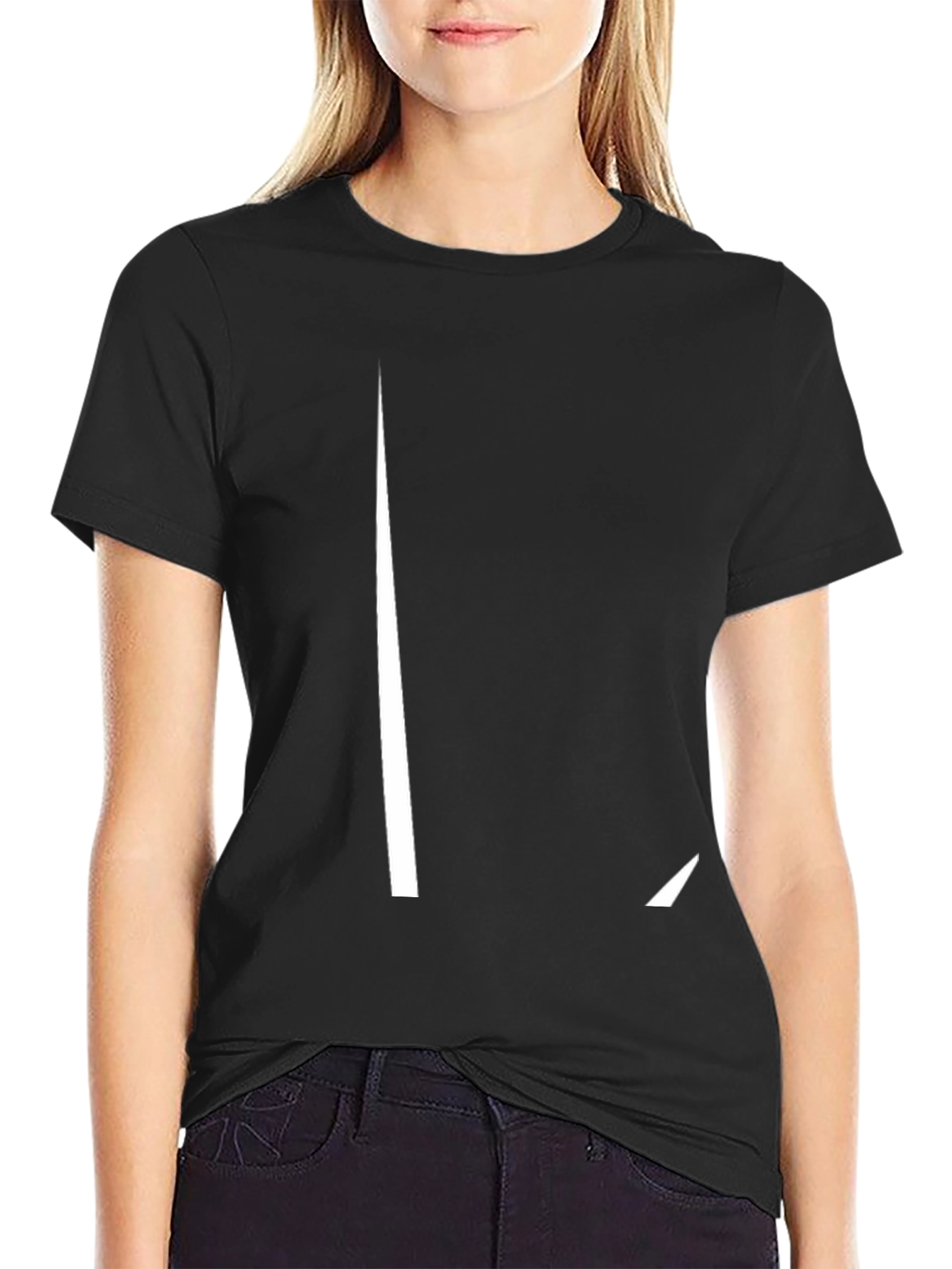 Modern Graphic Black T-Shirt with Bold White Accent