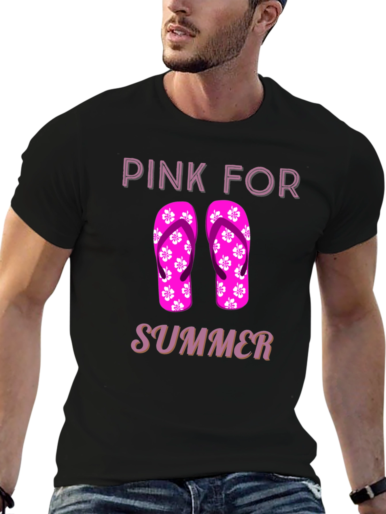 Pink for Summer T-Shirt with Flip Flop Design