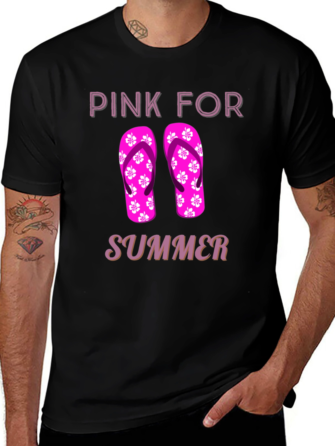 Pink for Summer T-Shirt with Flip Flop Design