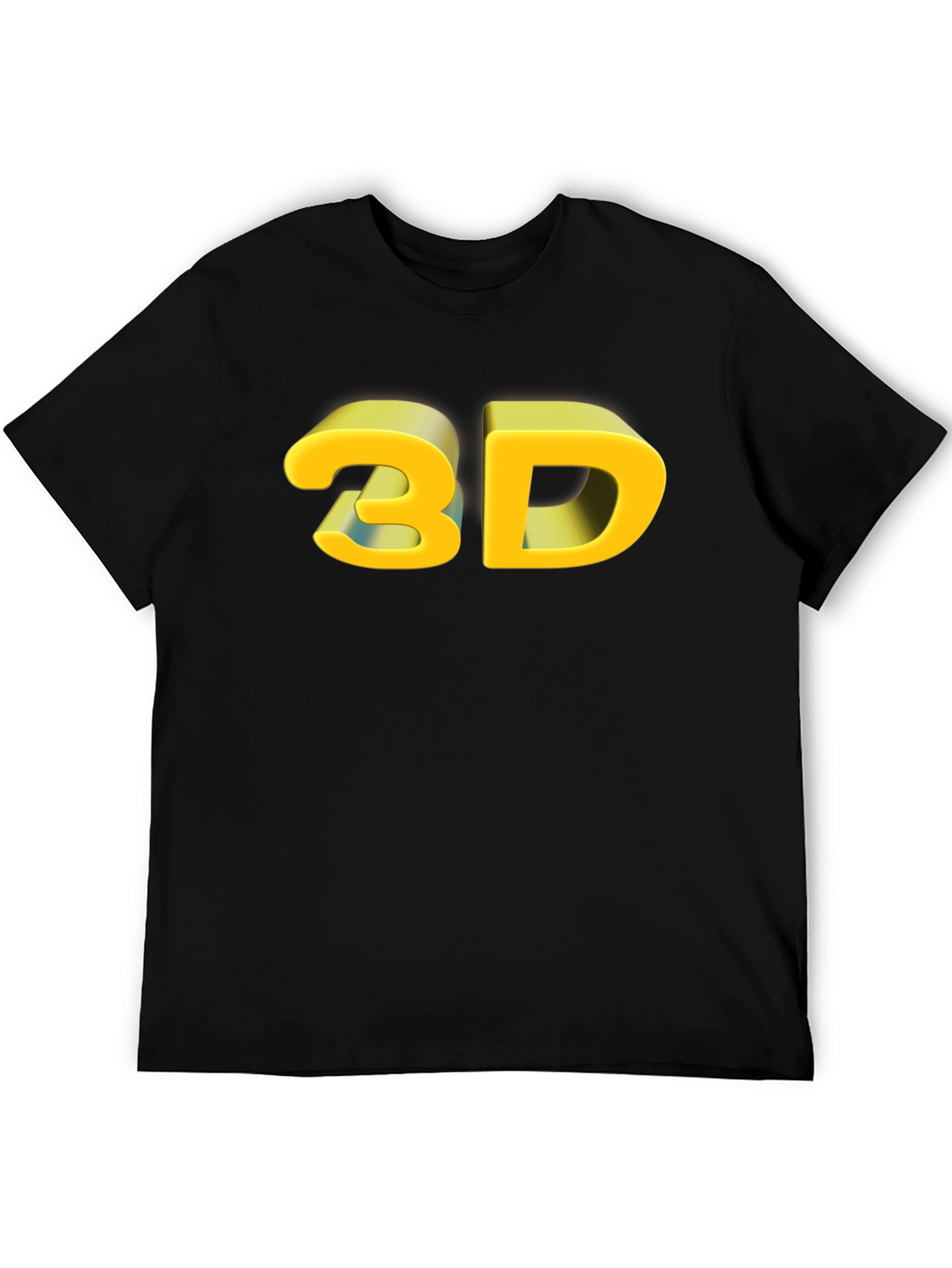 3D Graphic Print Black T-Shirt