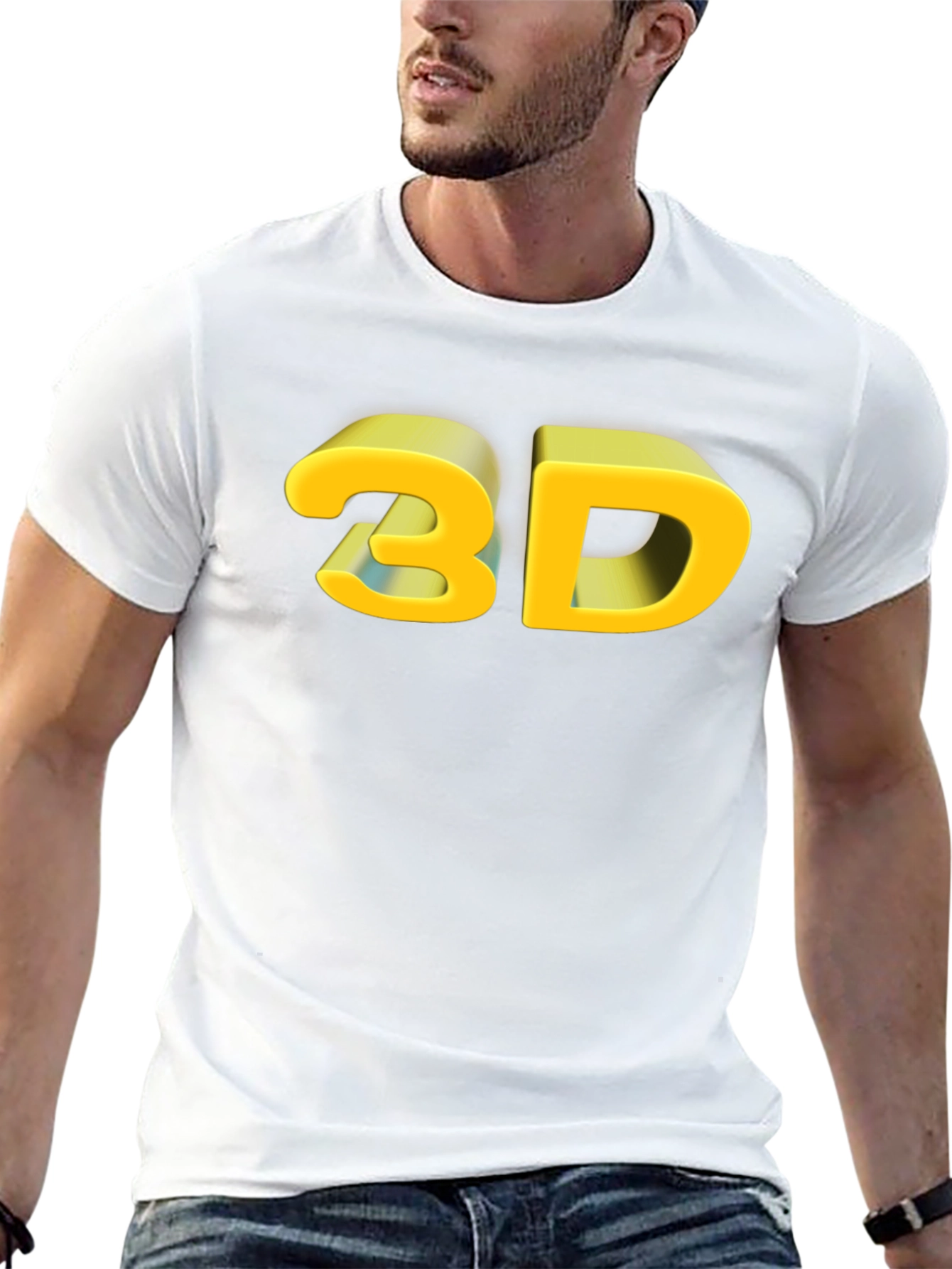 3D Graphic Print Black T-Shirt