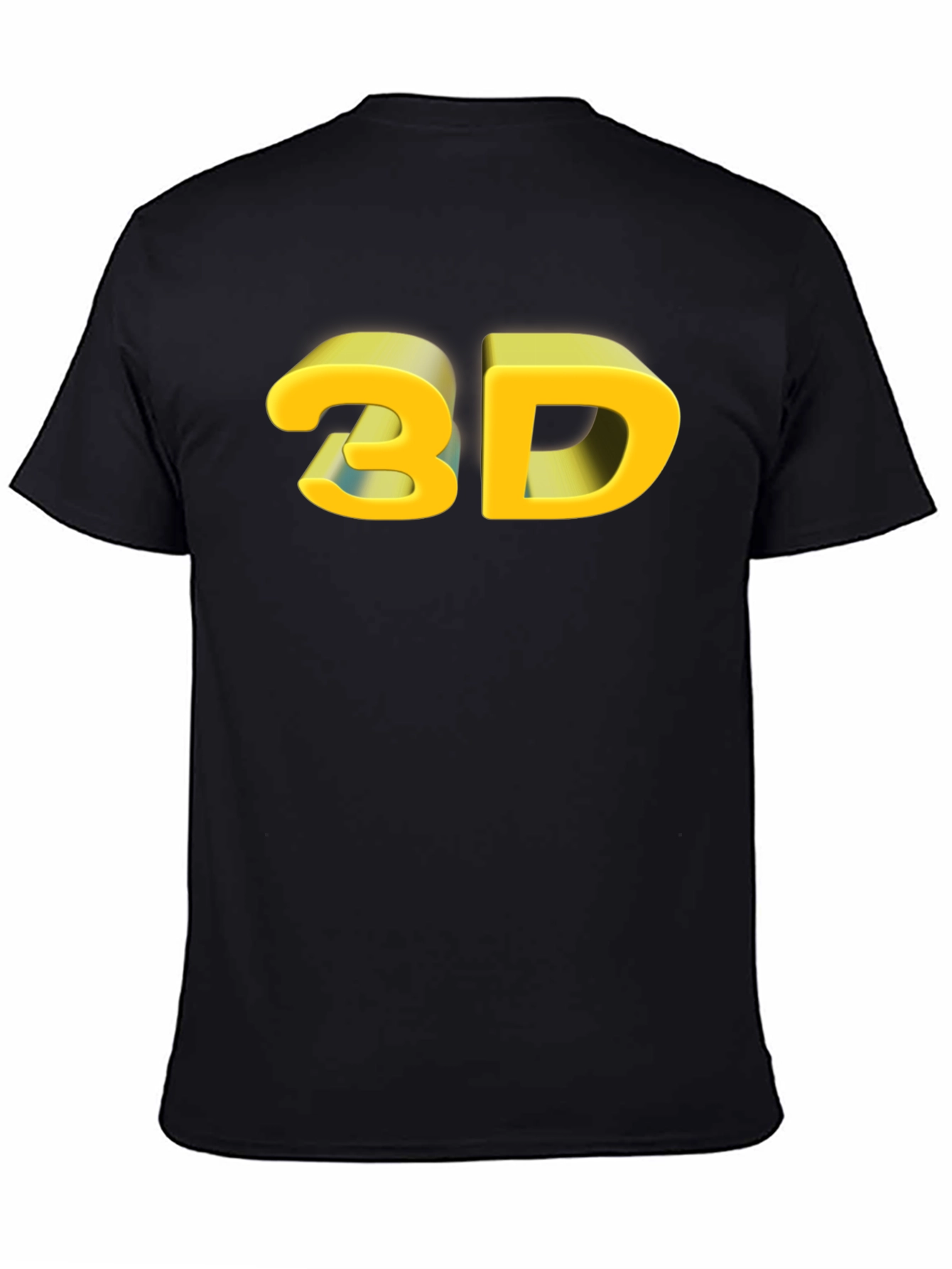 3D Graphic Print Black T-Shirt