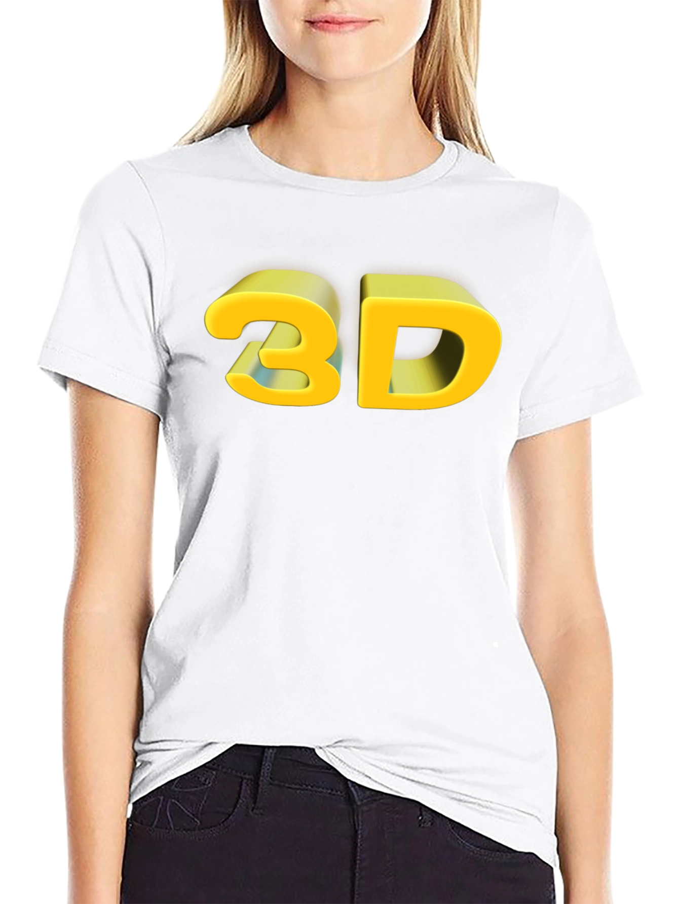 3D Graphic Print Black T-Shirt