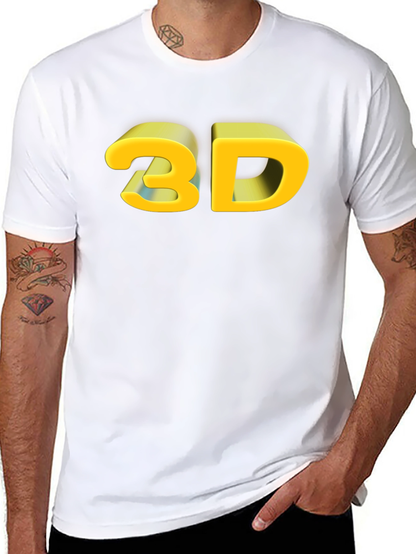3D Graphic Print Black T-Shirt