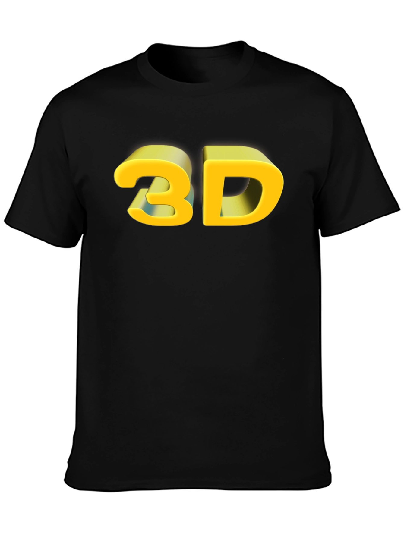 3D Graphic Print Black T-Shirt