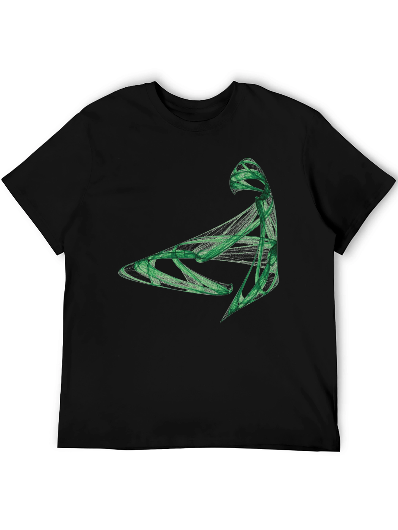 Abstract Green Graphic Black T-Shirt