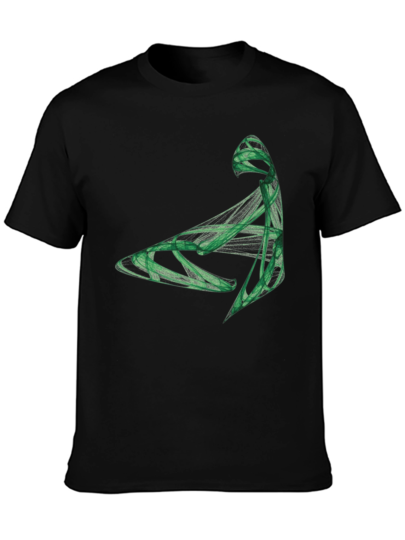 Abstract Green Graphic Black T-Shirt