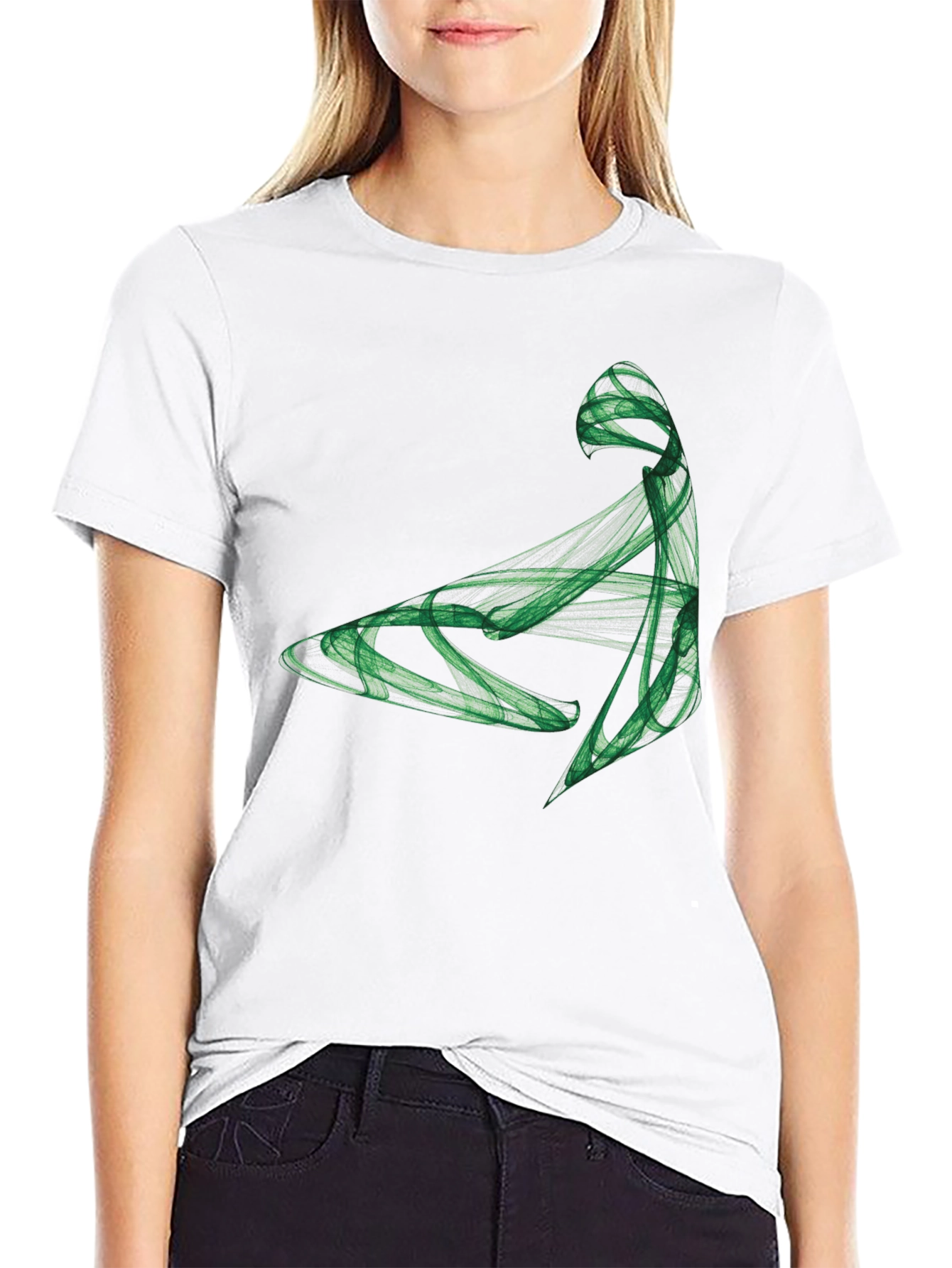 Abstract Green Graphic Black T-Shirt
