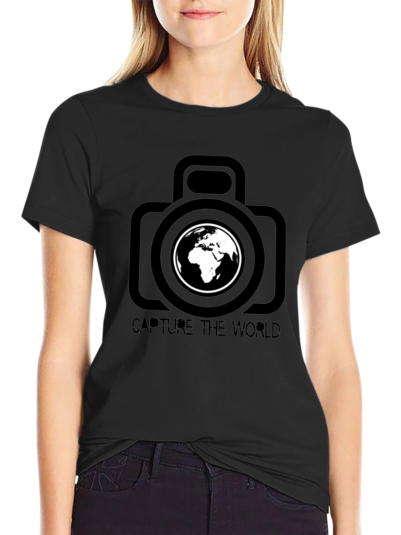 Capture The World Black Graphic T-Shirt