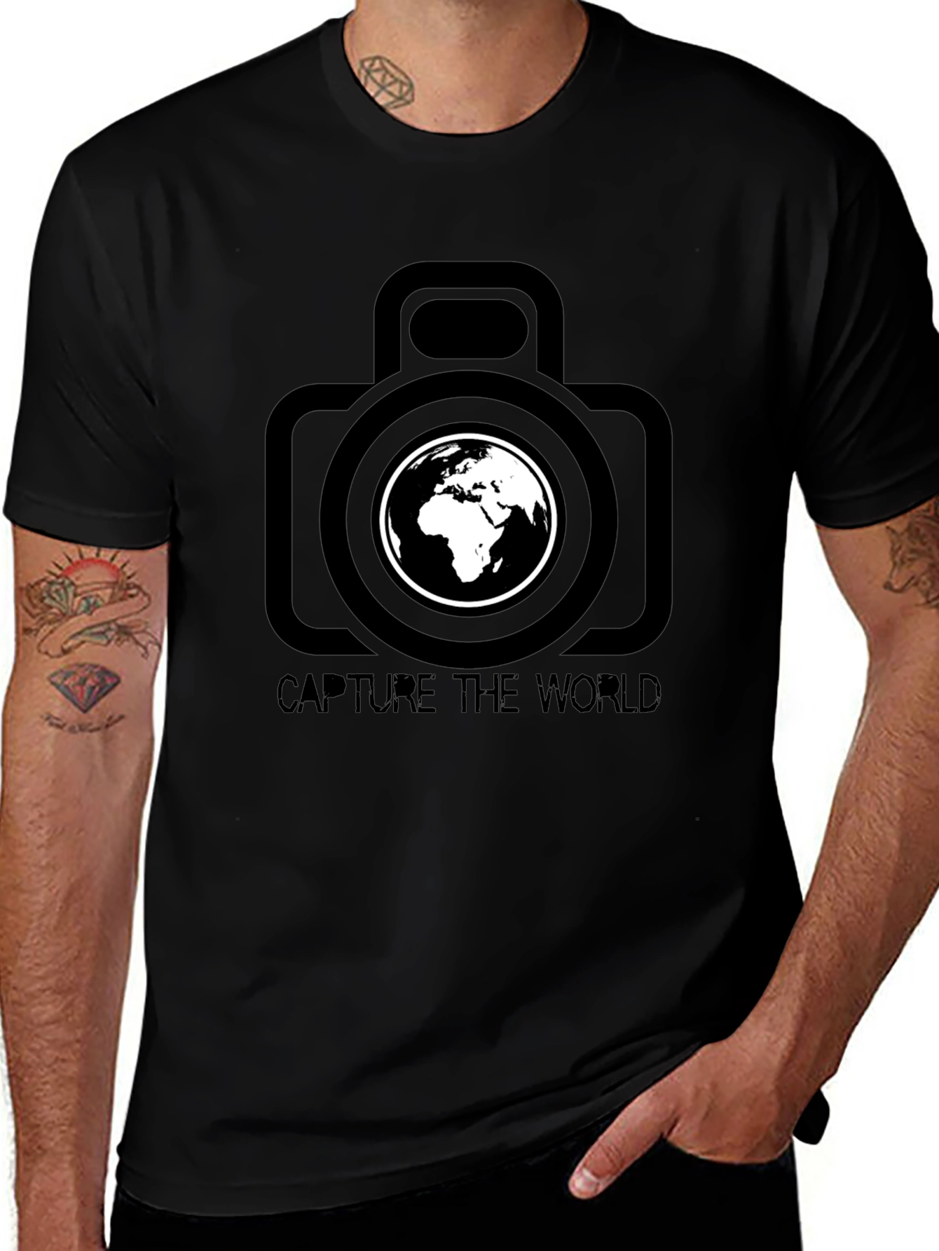 Capture The World Black Graphic T-Shirt