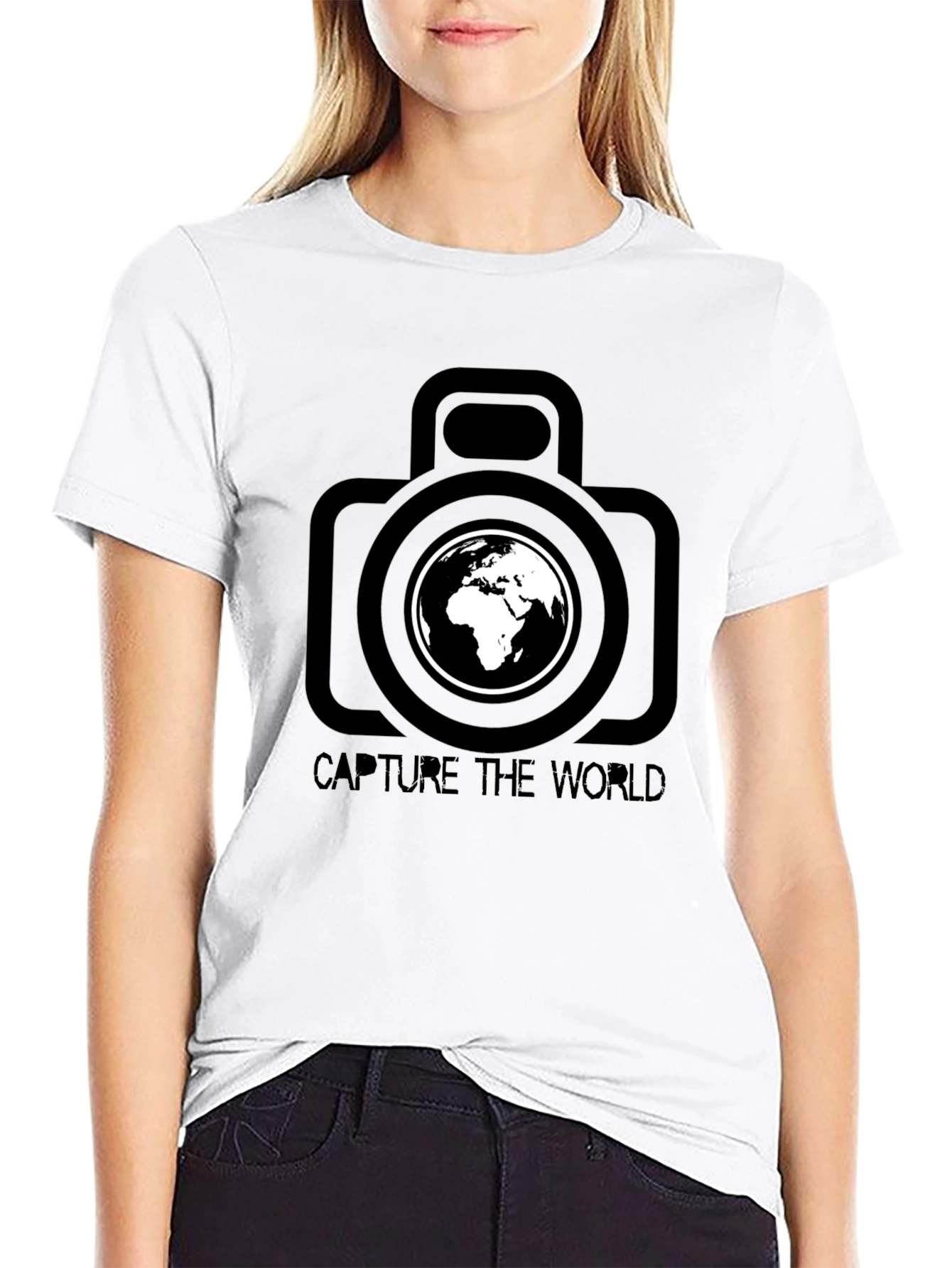 Capture The World Black Graphic T-Shirt