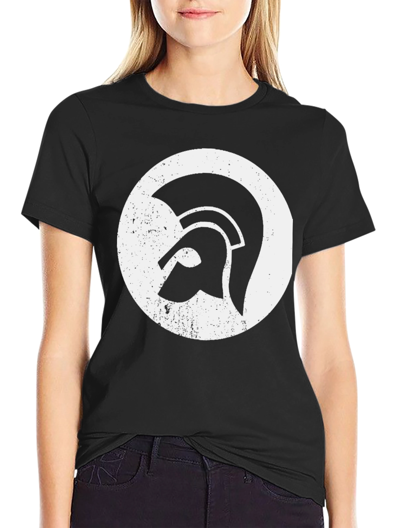 Spartan Helmet Graphic Tee - Black Cotton Blend