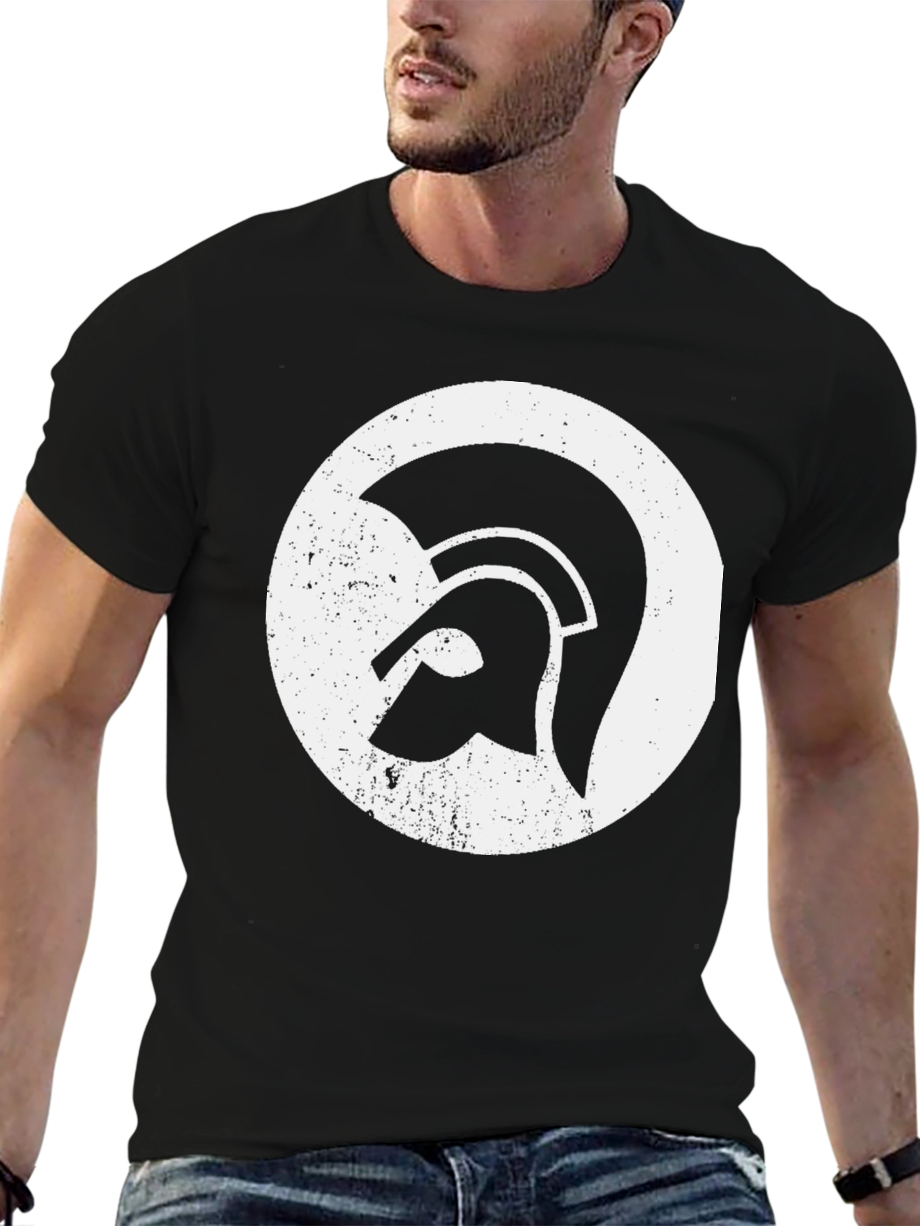 Spartan Helmet Graphic Tee - Black Cotton Blend