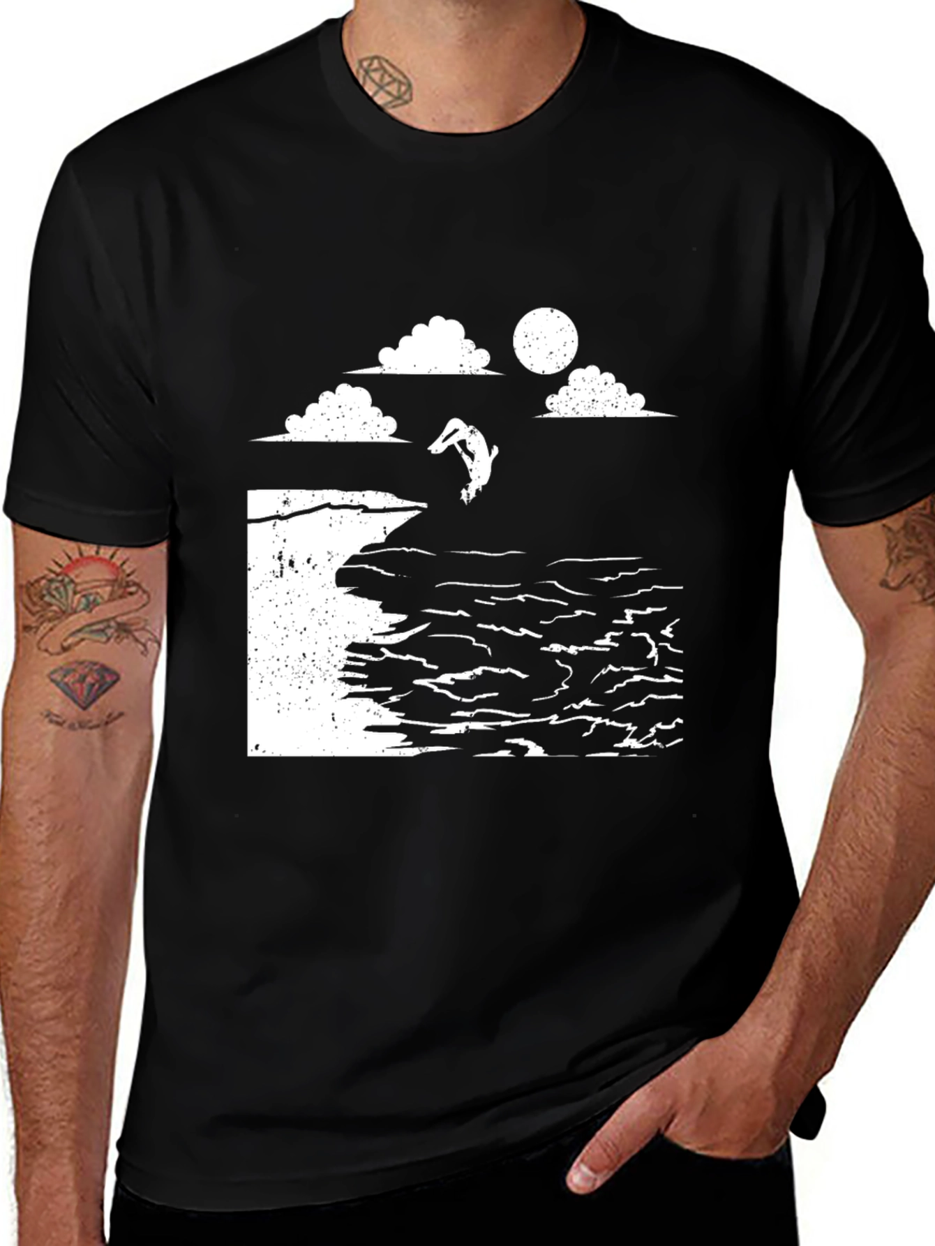 Cliff Diver Graphic T-Shirt - Black
