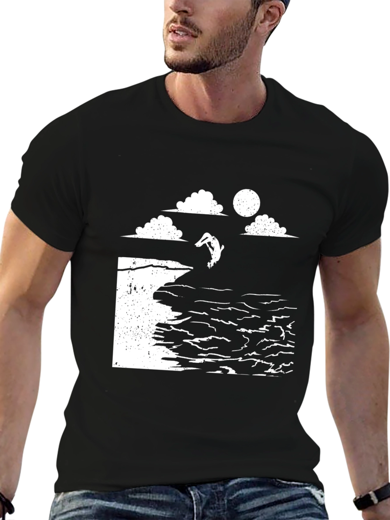 Cliff Diver Graphic T-Shirt - Black
