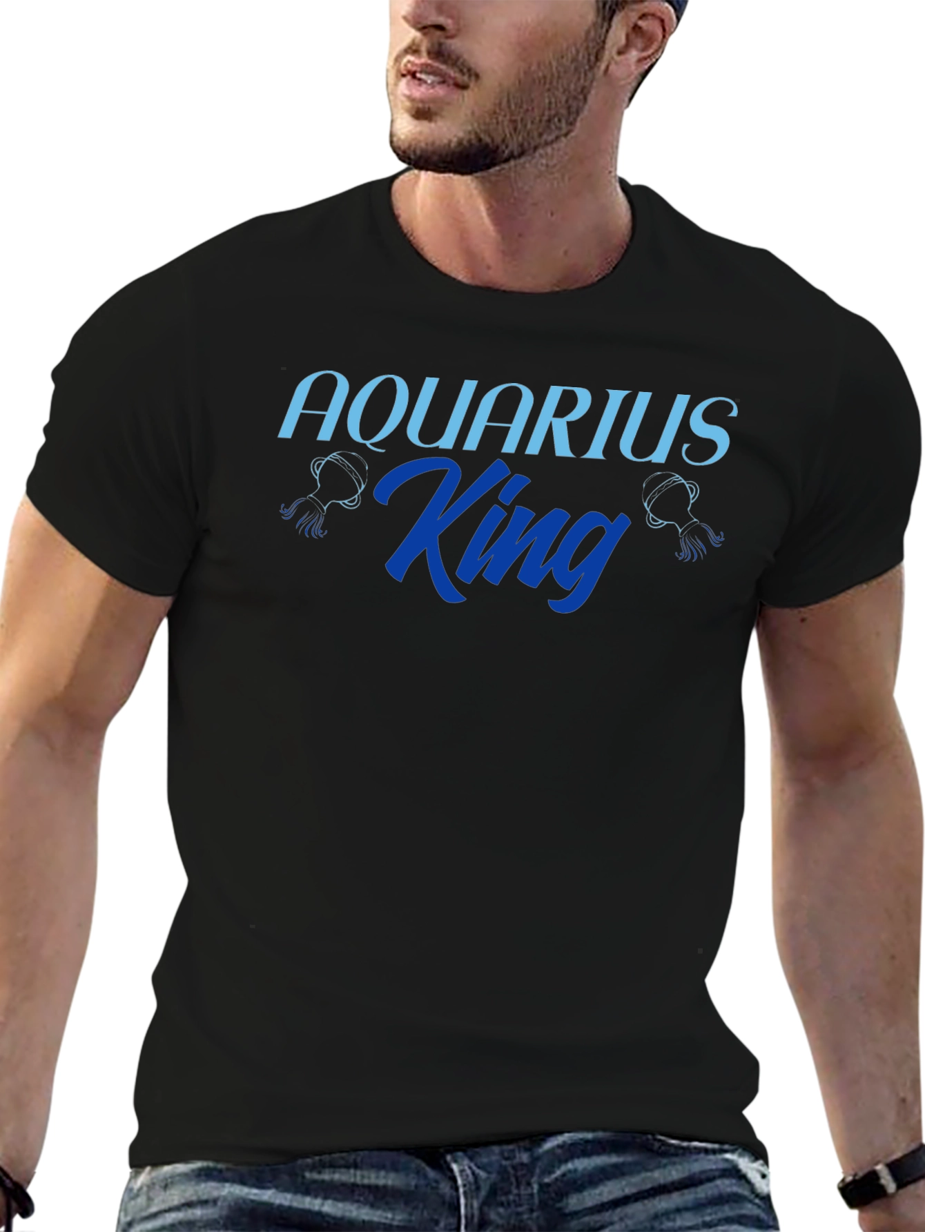 Aquarius King Graphic T-Shirt - Zodiac Sign Tee