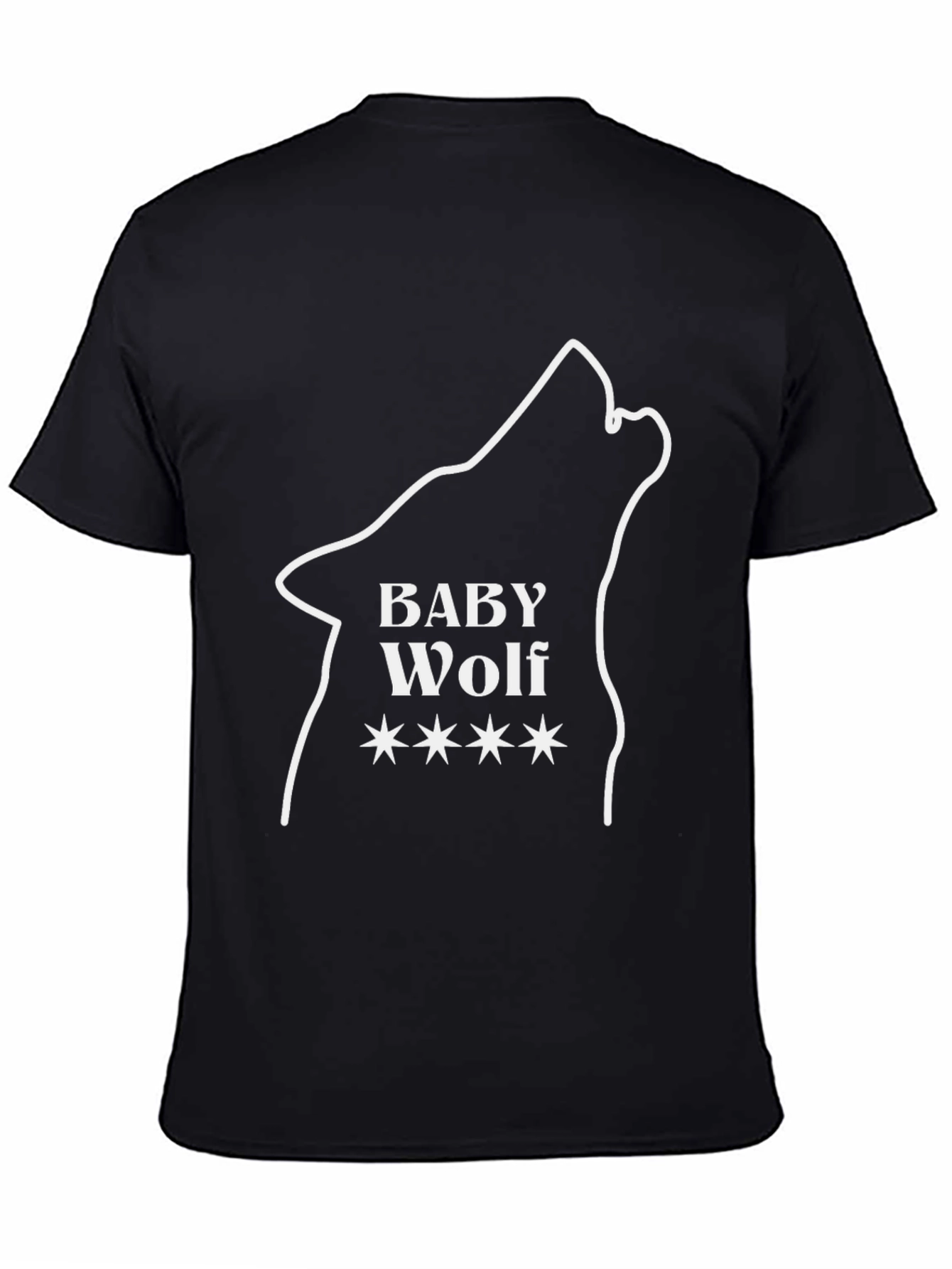 Baby Wolf Graphic Tee - Black Cotton Blend T-Shirt