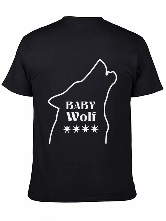 Baby Wolf Graphic Tee - Black Cotton Blend T-Shirt