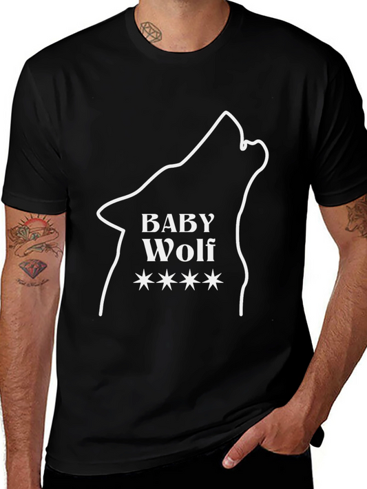 Baby Wolf Graphic Tee - Black Cotton Blend T-Shirt