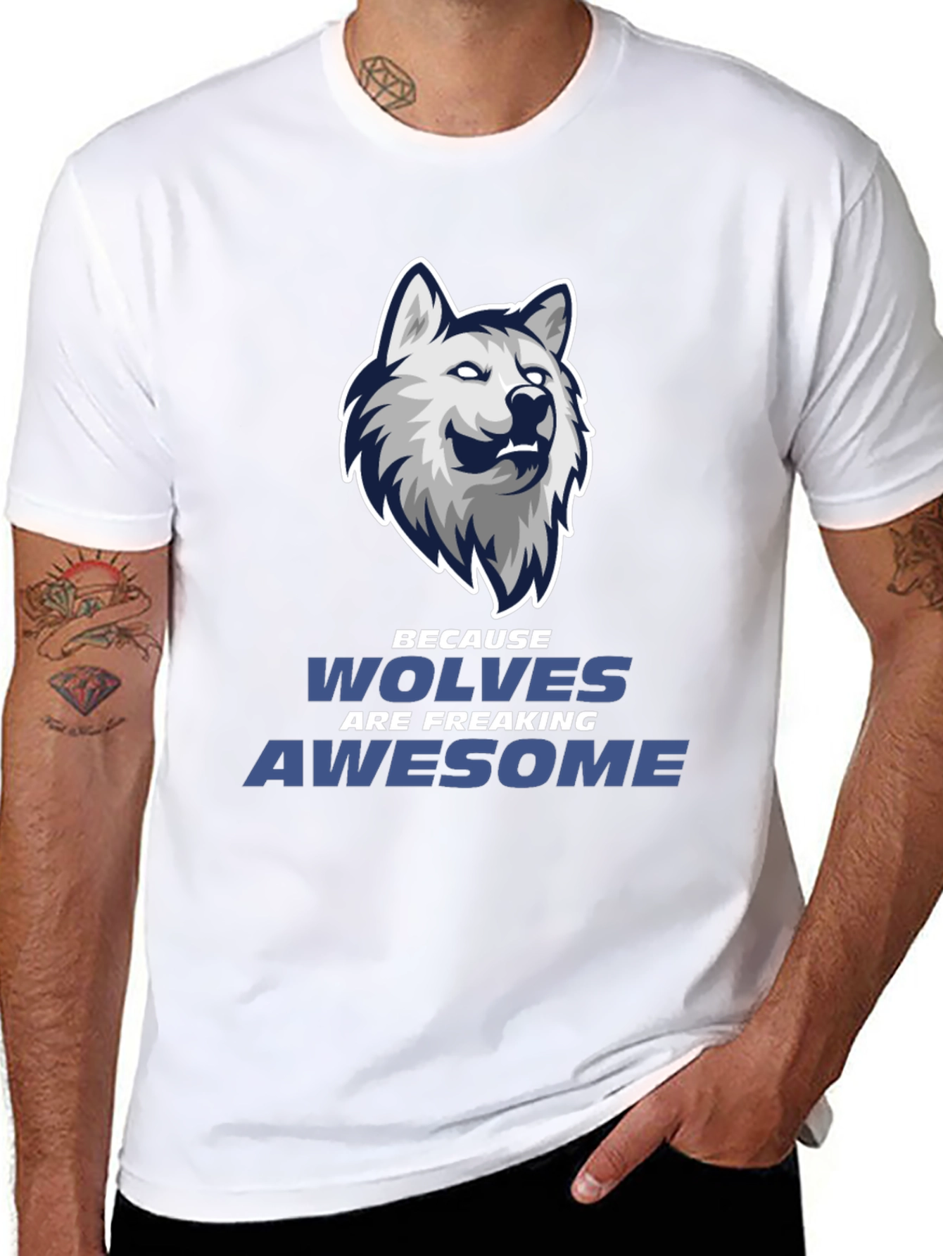 Wolf Graphic Tee - Wolves Are Awesome Black T-Shirt