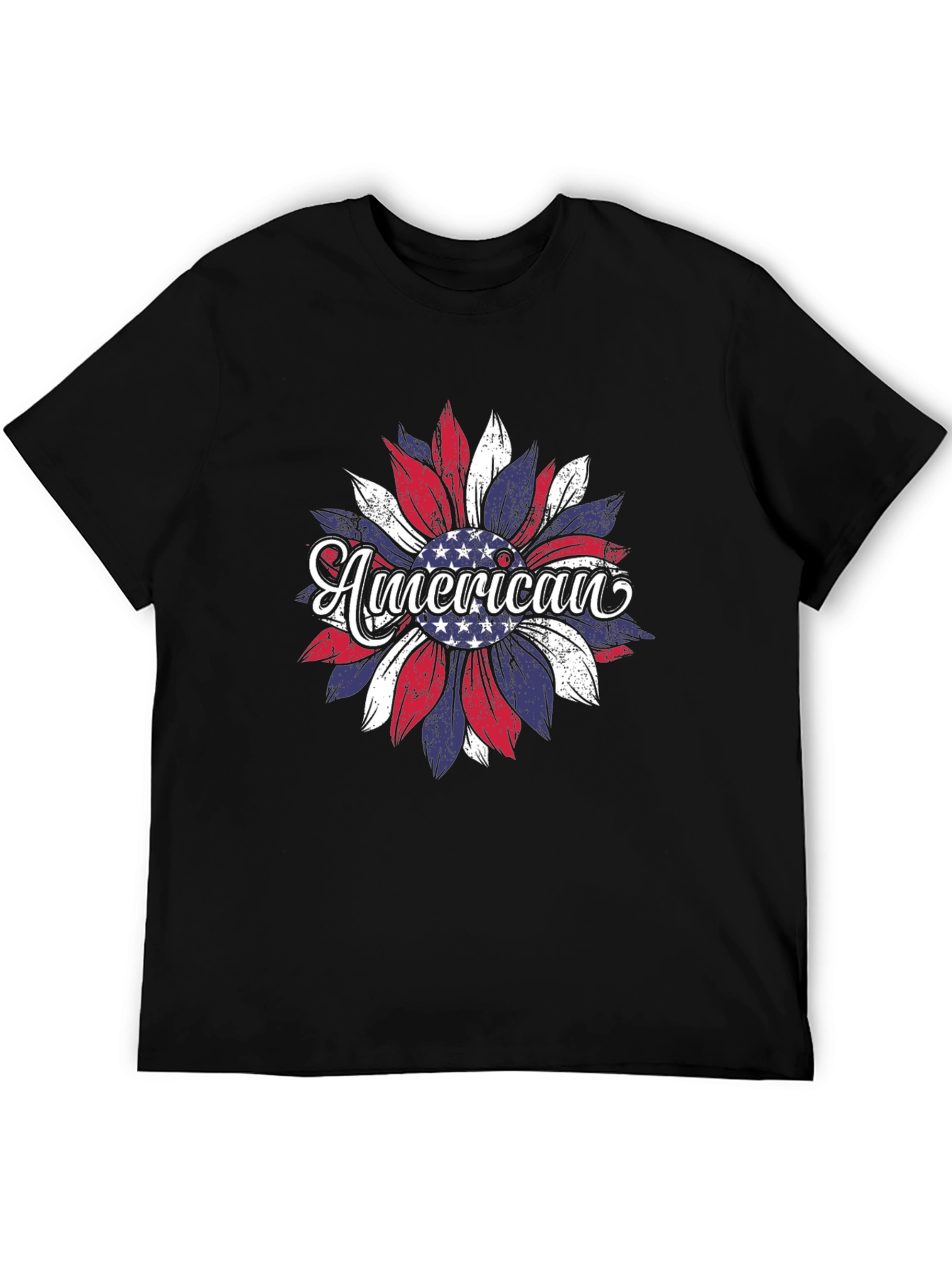 American Flag Sunflower T-Shirt Patriotic USA Tee