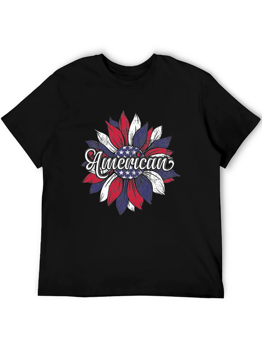 American Flag Sunflower T-Shirt Patriotic USA Tee