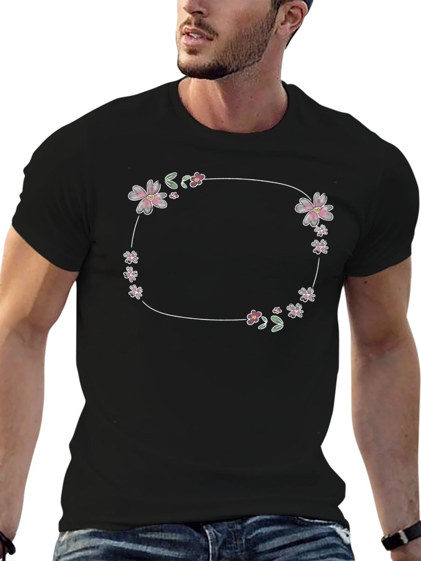 Floral Circle Graphic Tee - Stylish Casual Wear