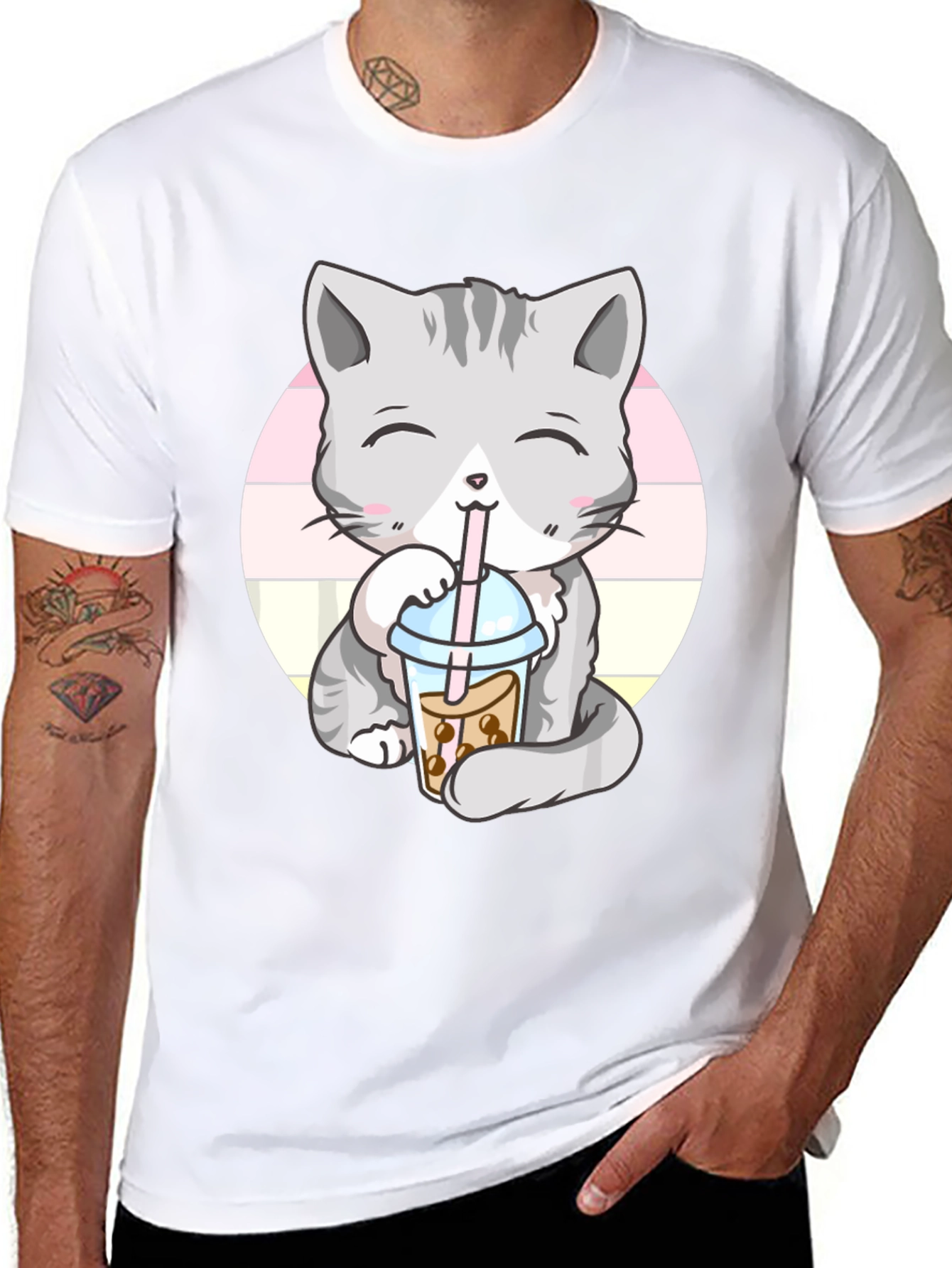 Kawaii Cat Boba Tea Graphic Tee