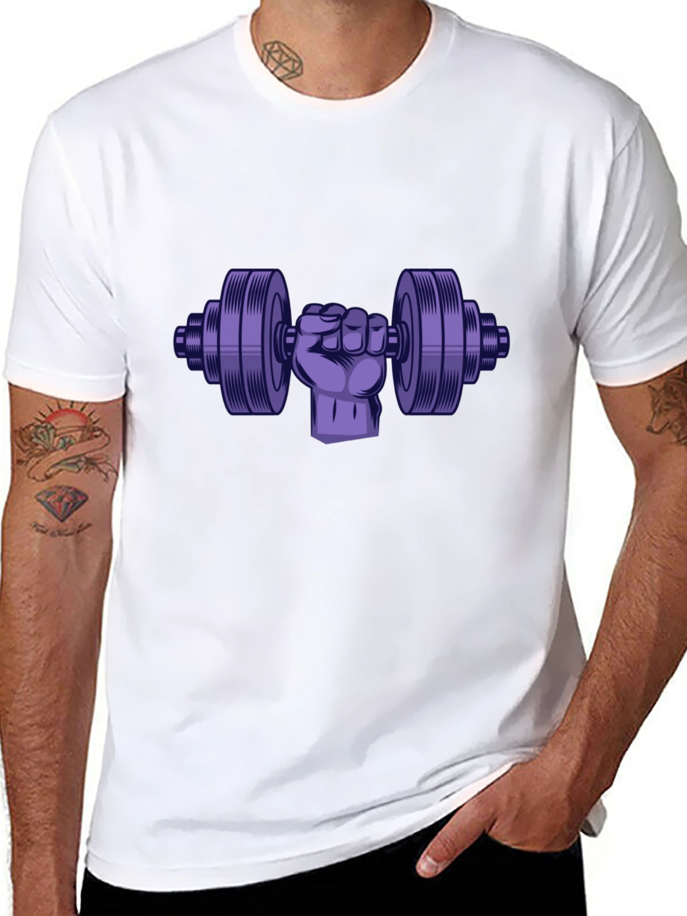 Workout Graphic Tee - Fist Holding Dumbbell