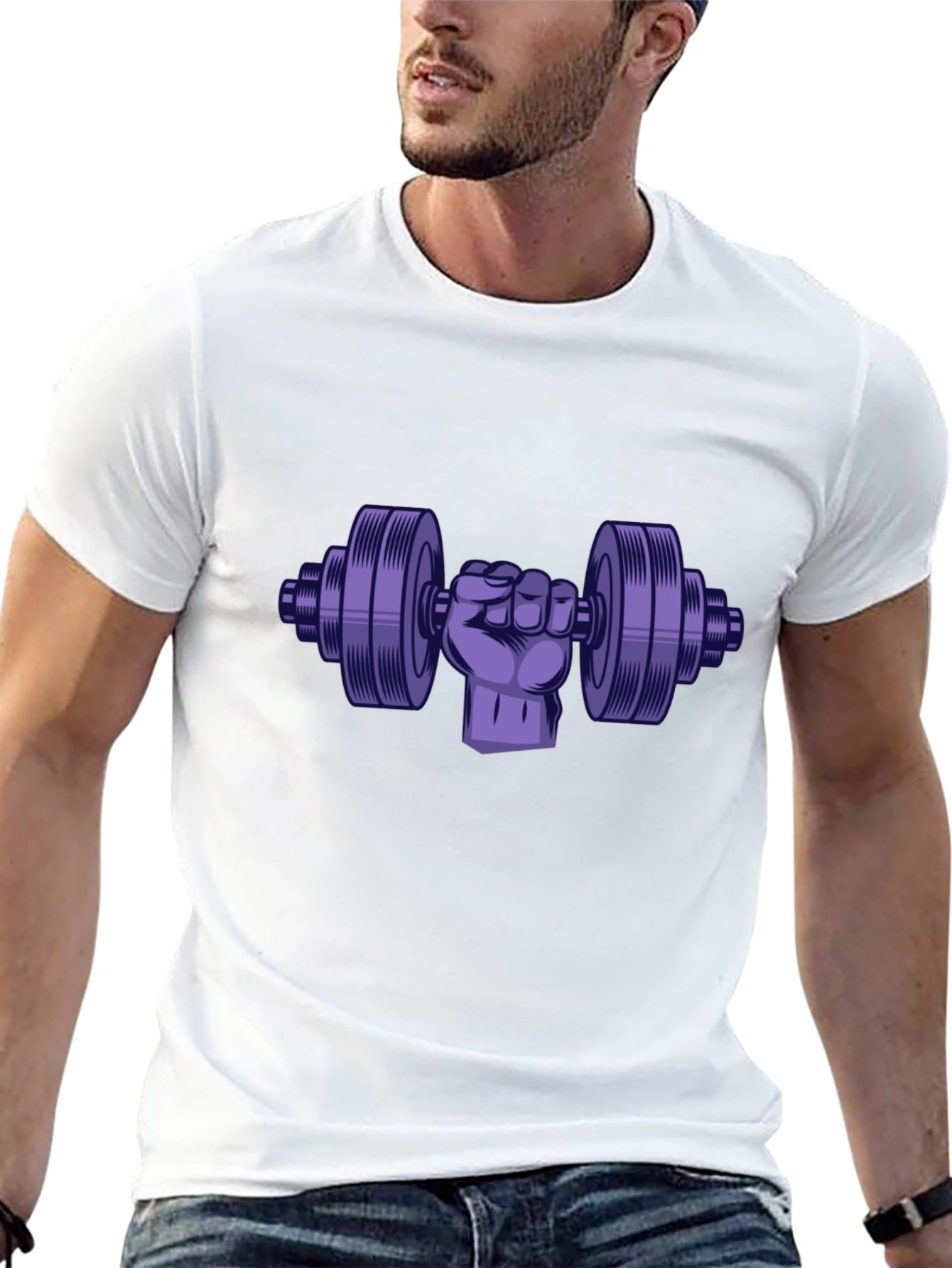 Workout Graphic Tee - Fist Holding Dumbbell