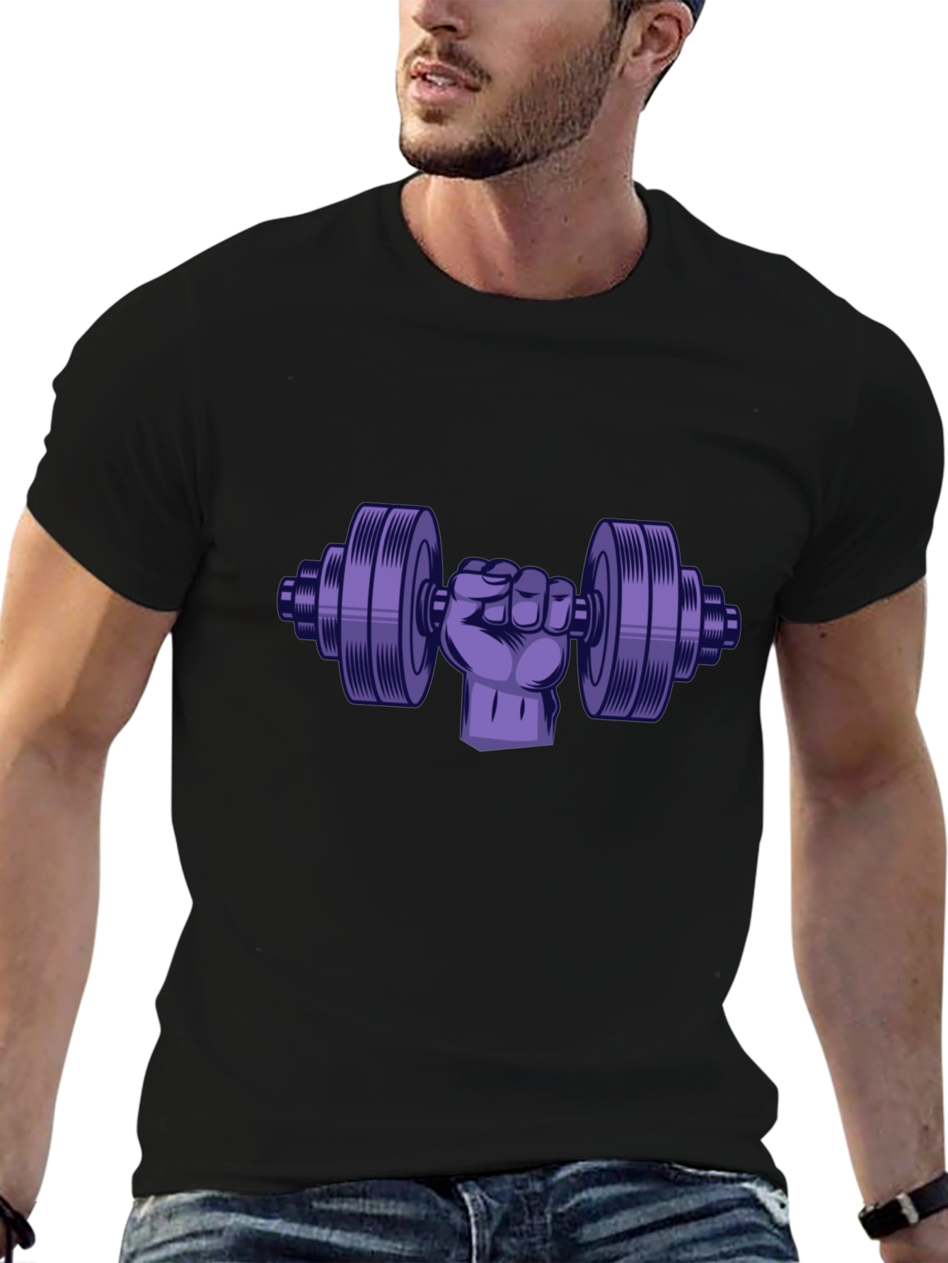 Workout Graphic Tee - Fist Holding Dumbbell