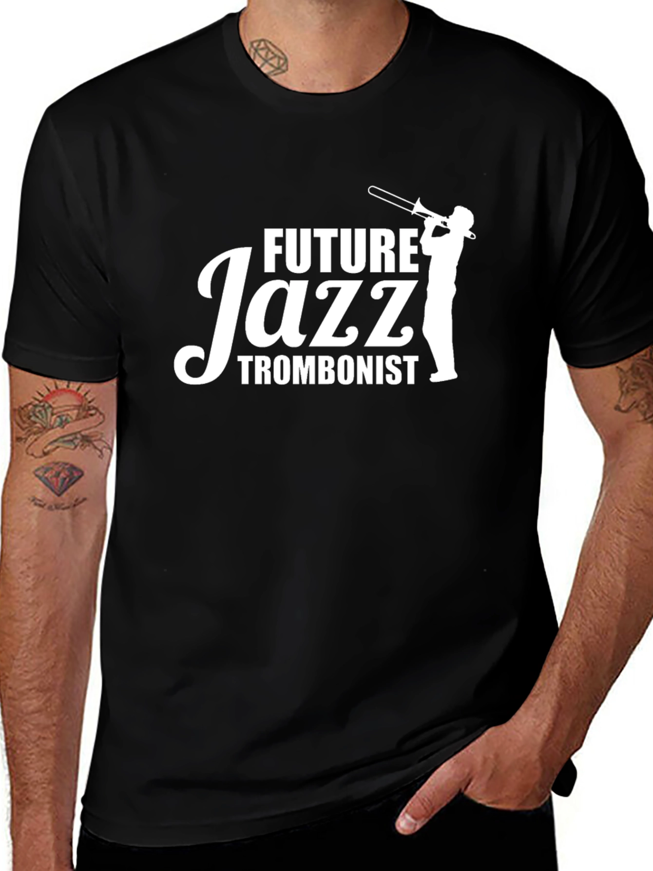 Future Jazz Trombonist Graphic T-Shirt - Black
