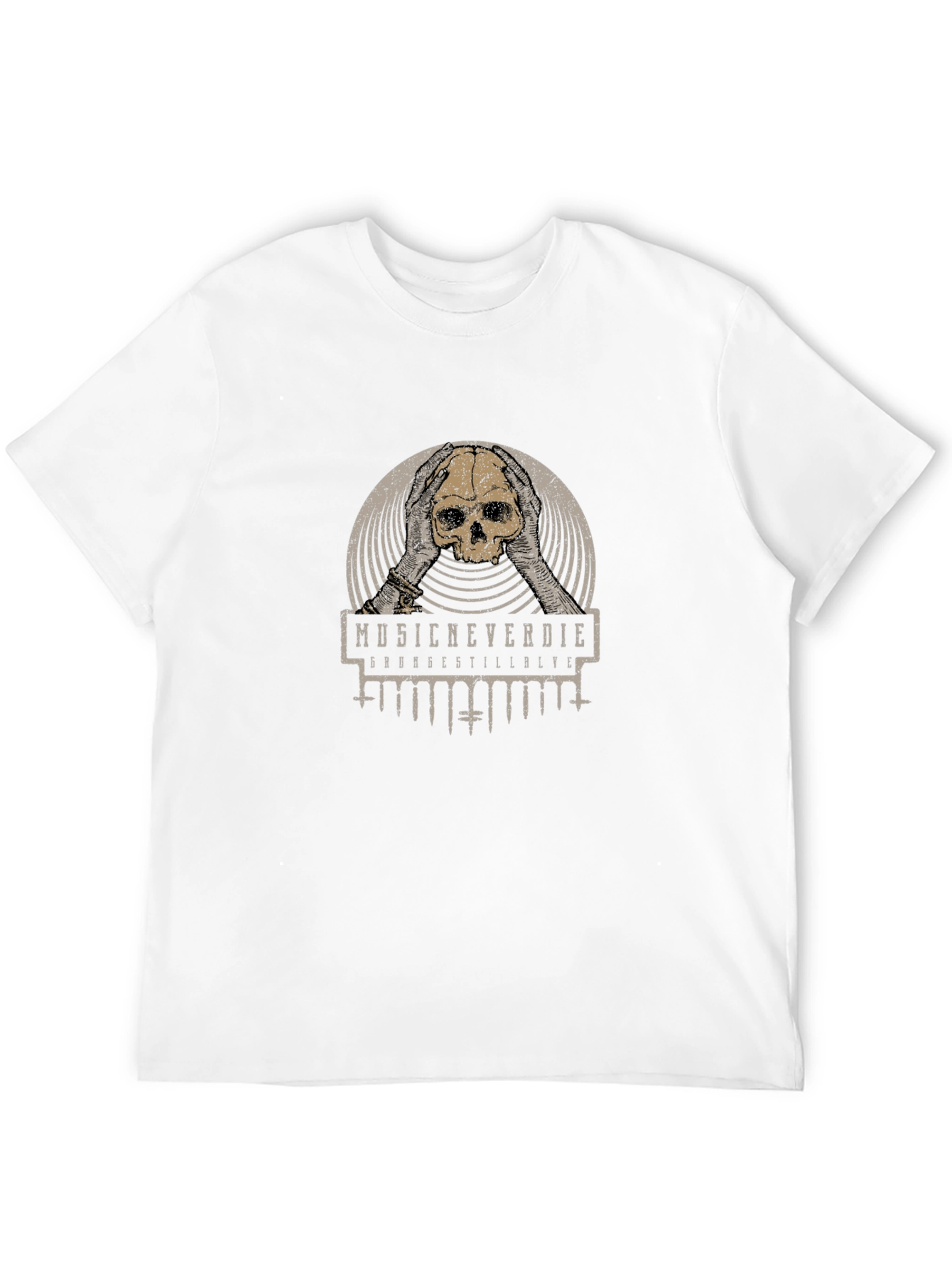 Music Never Die Skull Graphic Tee - Black