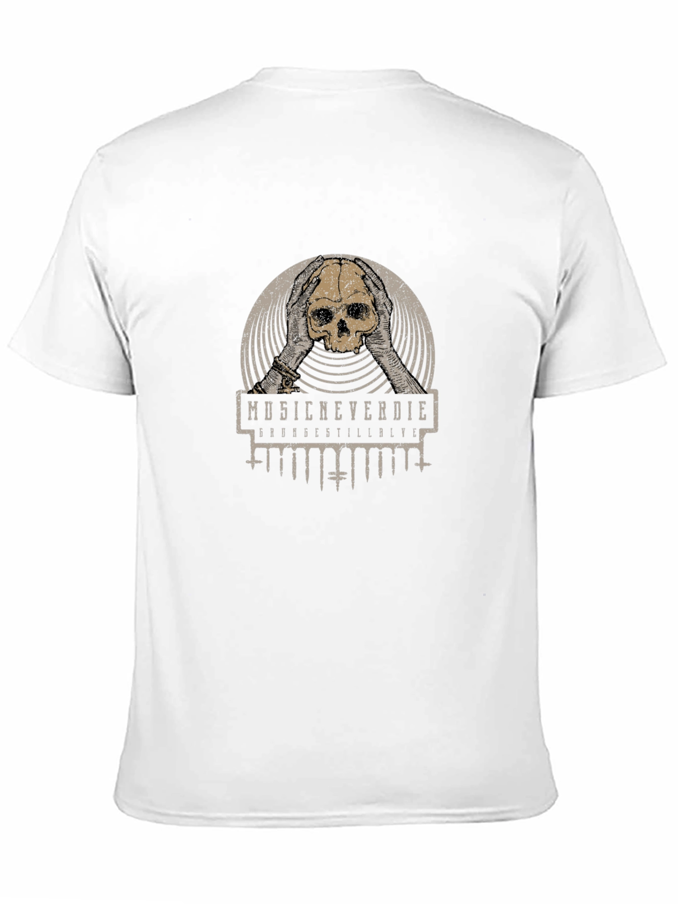 Music Never Die Skull Graphic Tee - Black