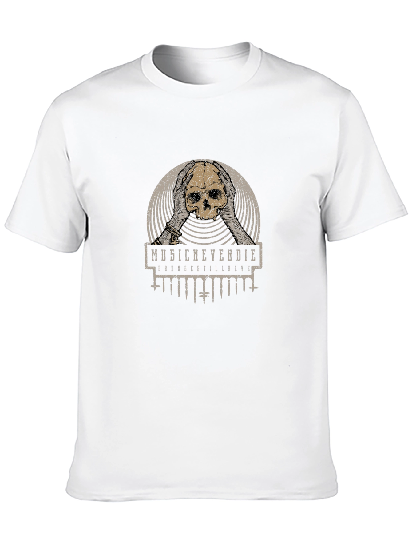 Music Never Die Skull Graphic Tee - Black