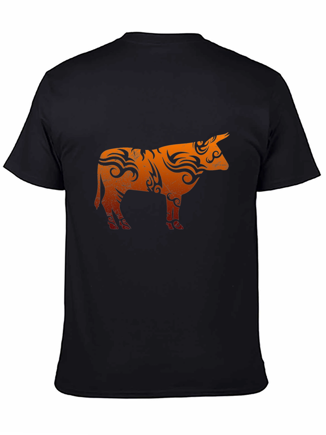Tribal Bull Graphic T-Shirt - Black Cotton Blend Tee