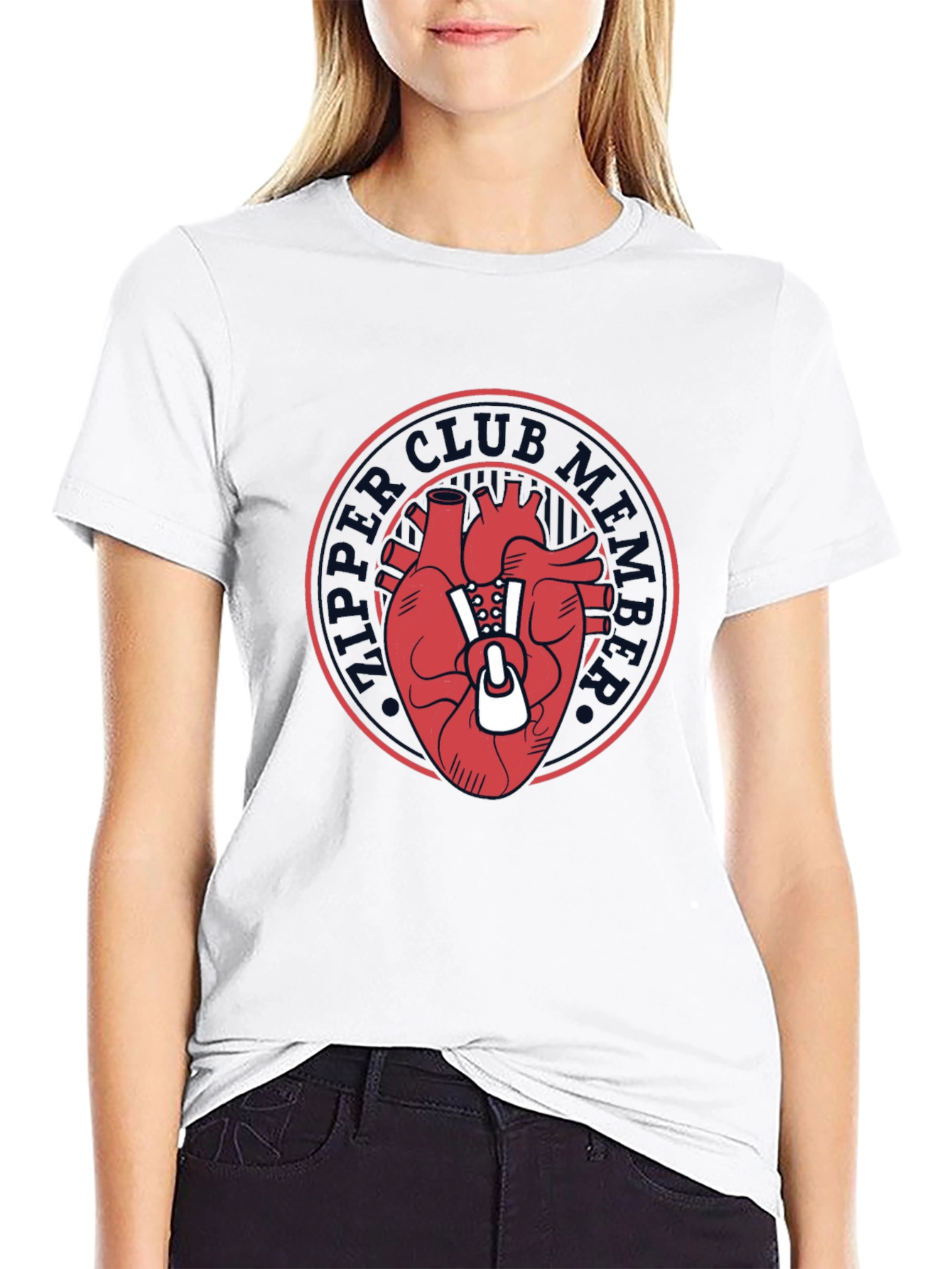 Heart Club Zip-Up Graphic Tee - Mens Black T-Shirt