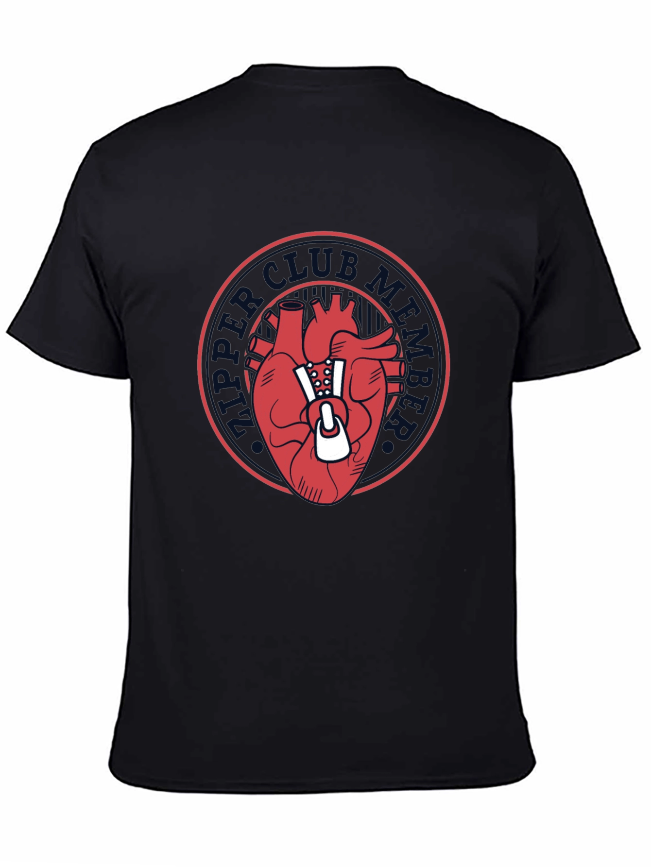 Heart Club Zip-Up Graphic Tee - Mens Black T-Shirt
