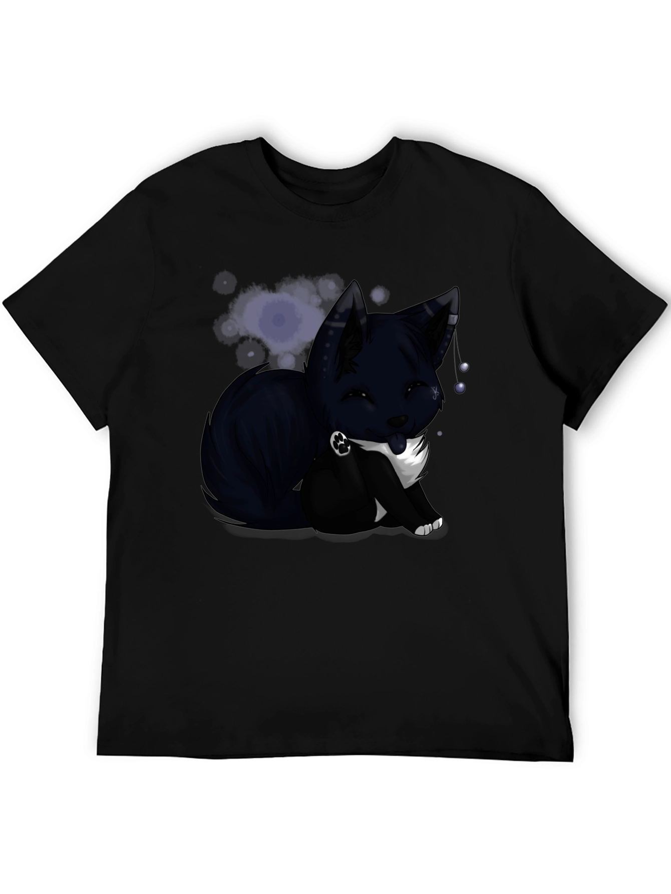 Anime Fox Graphic T-Shirt - Black