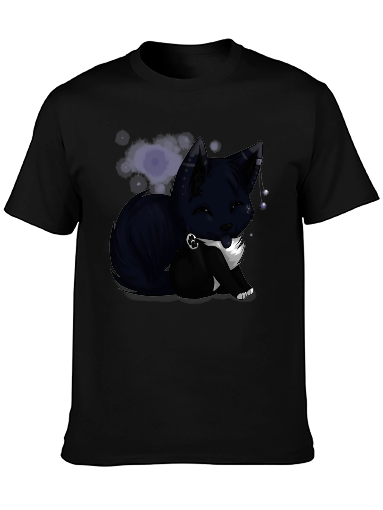 Anime Fox Graphic T-Shirt - Black