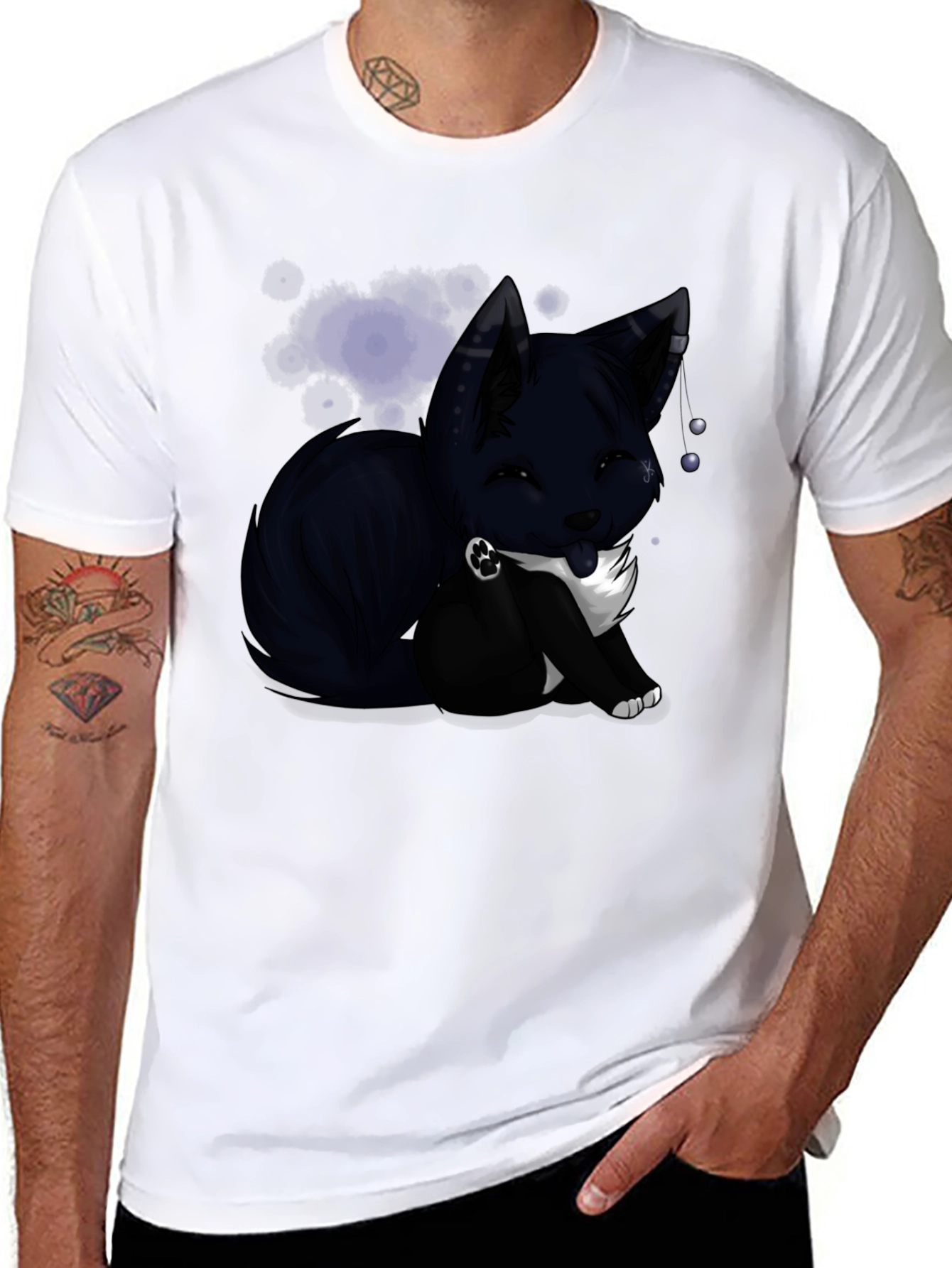 Anime Fox Graphic T-Shirt - Black