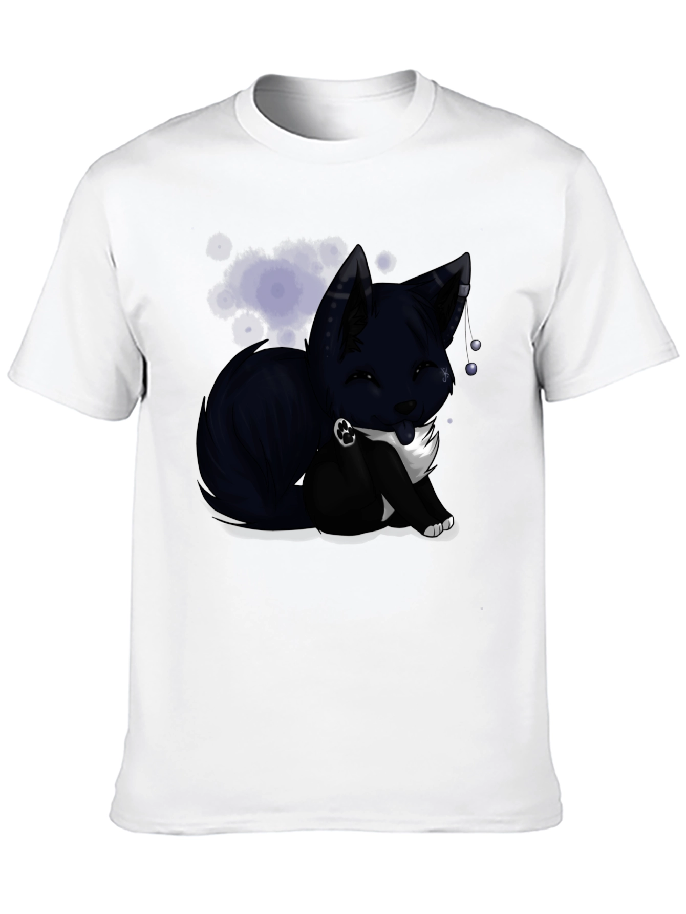 Anime Fox Graphic T-Shirt - Black