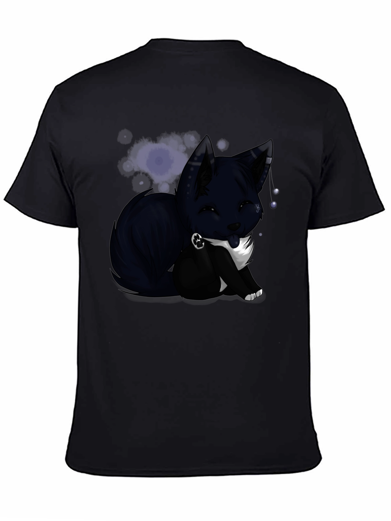Anime Fox Graphic T-Shirt - Black