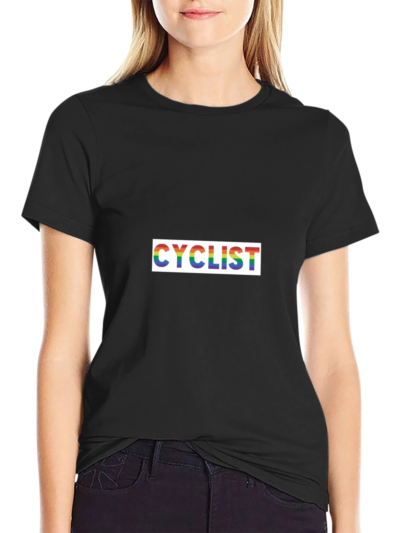 Rainbow Cyclist Graphic Tee - Black