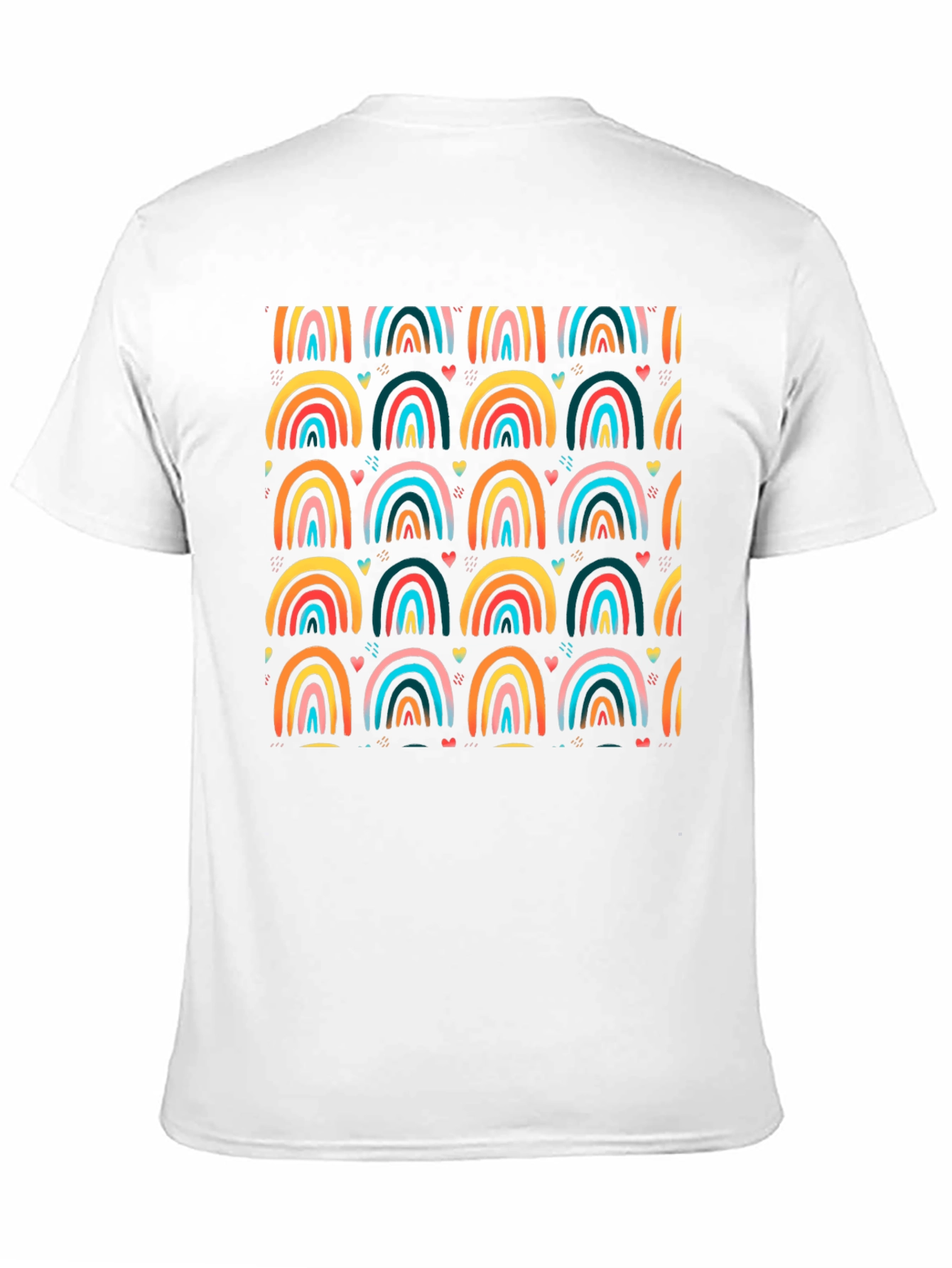 Rainbow Arch Pattern Mens Black T-Shirt