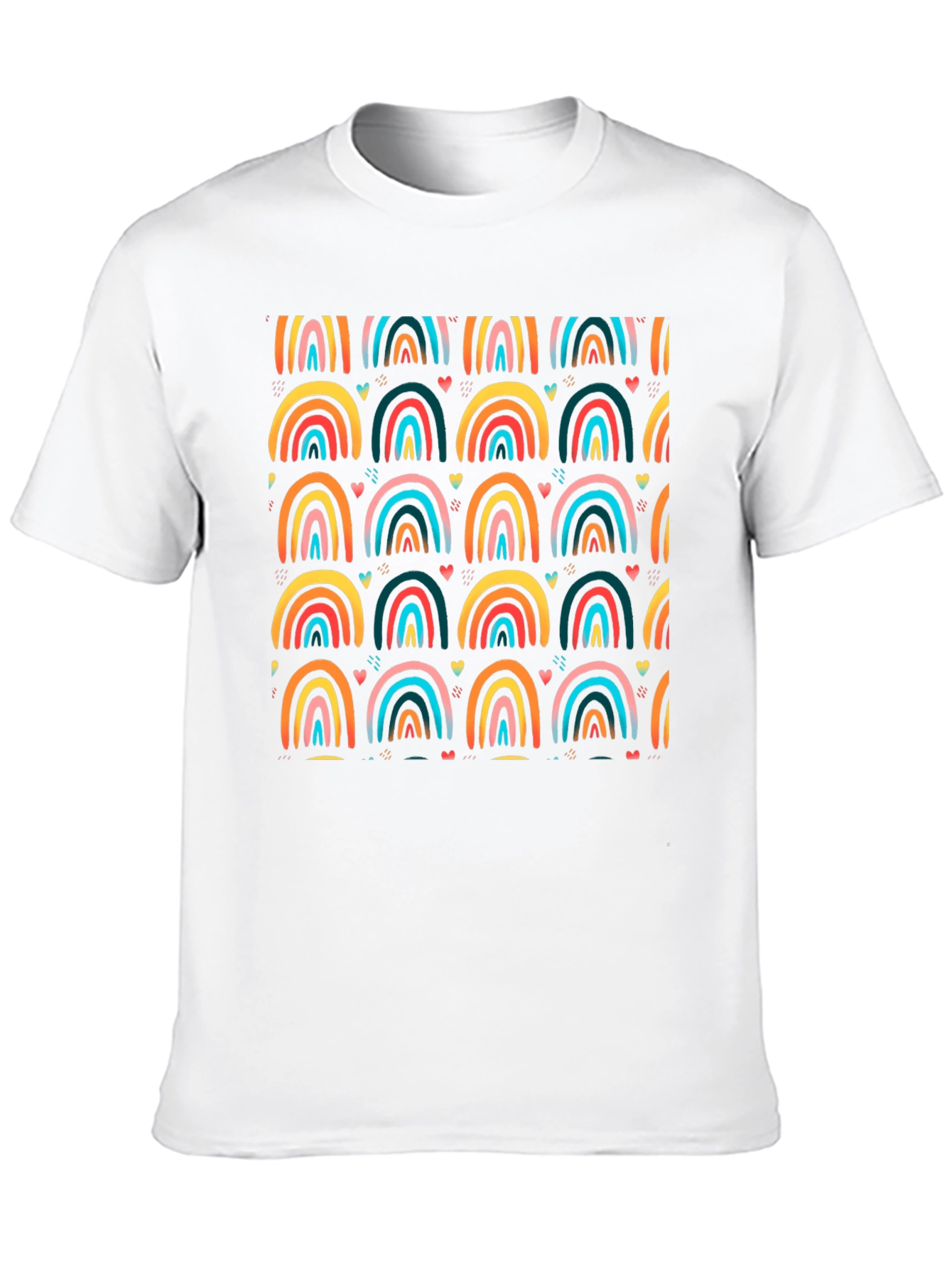 Rainbow Arch Pattern Mens Black T-Shirt