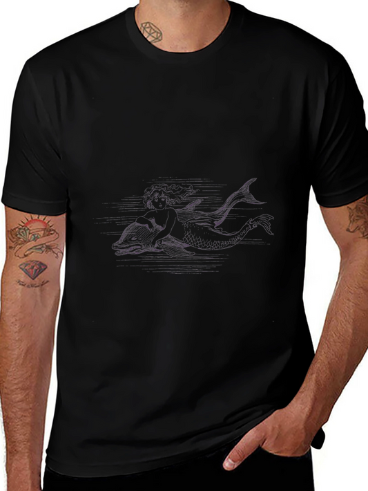 Black T-Shirt with Mermaid Design