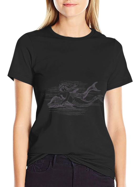 Black T-Shirt with Mermaid Design