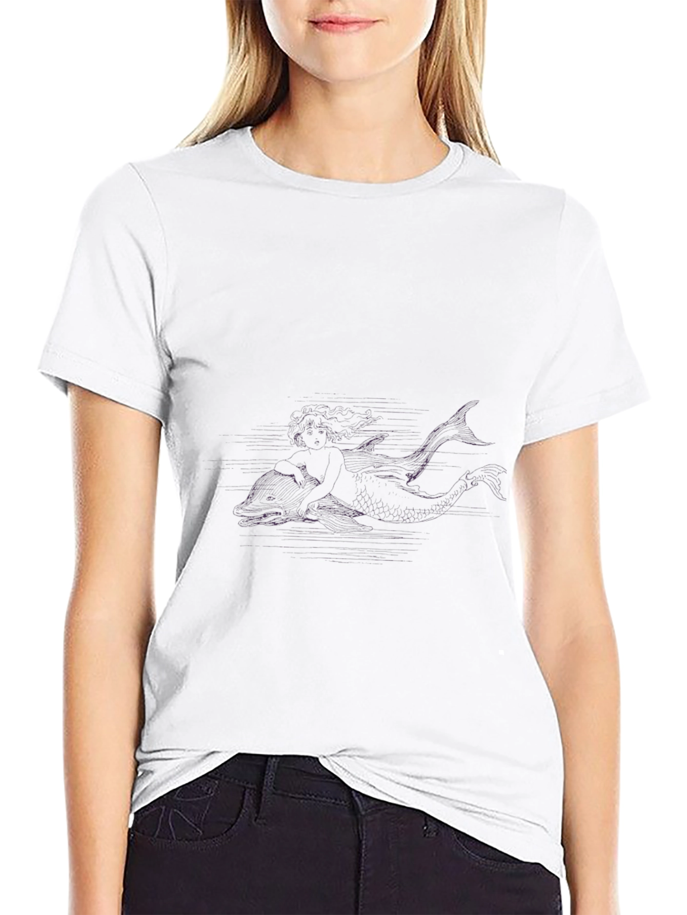 Black T-Shirt with Mermaid Design